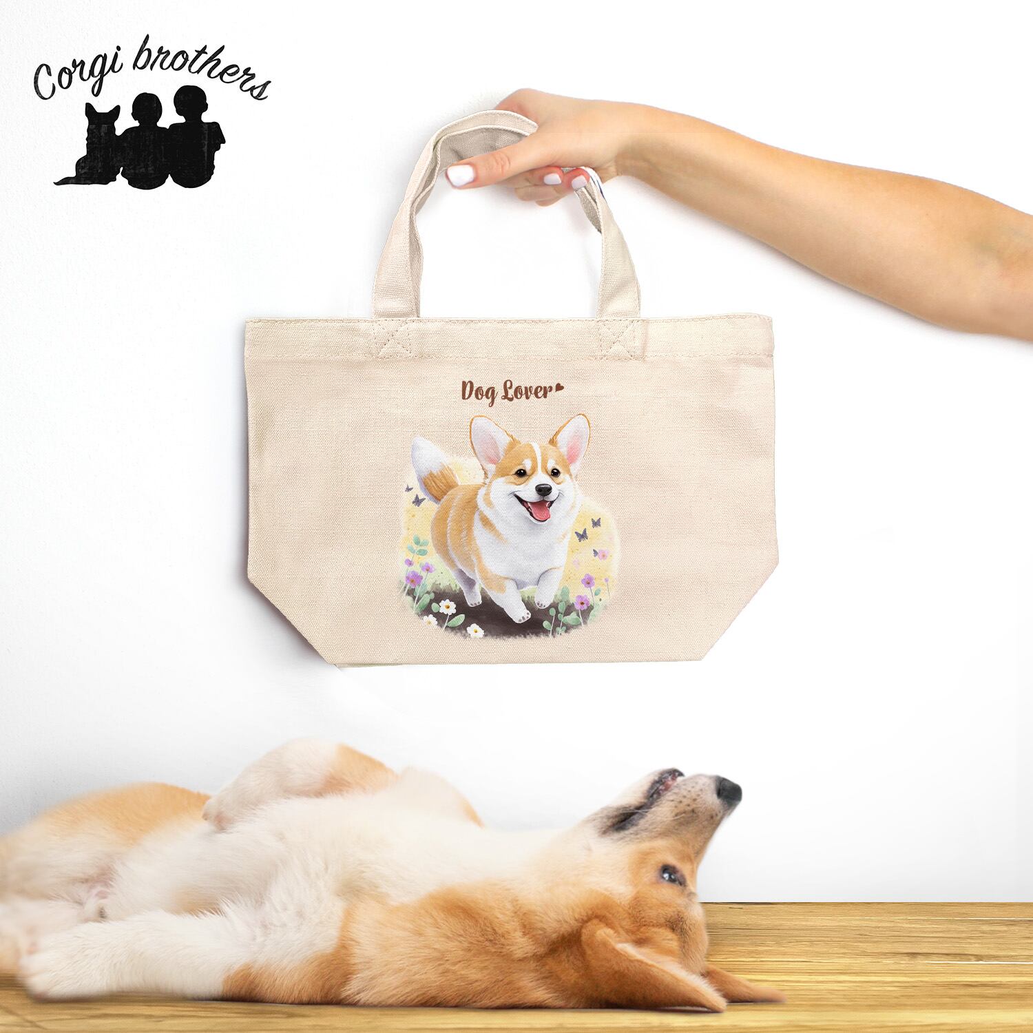 自然に囲まれた ポメラニアン 】ミニキャンバス トートバッグ 犬