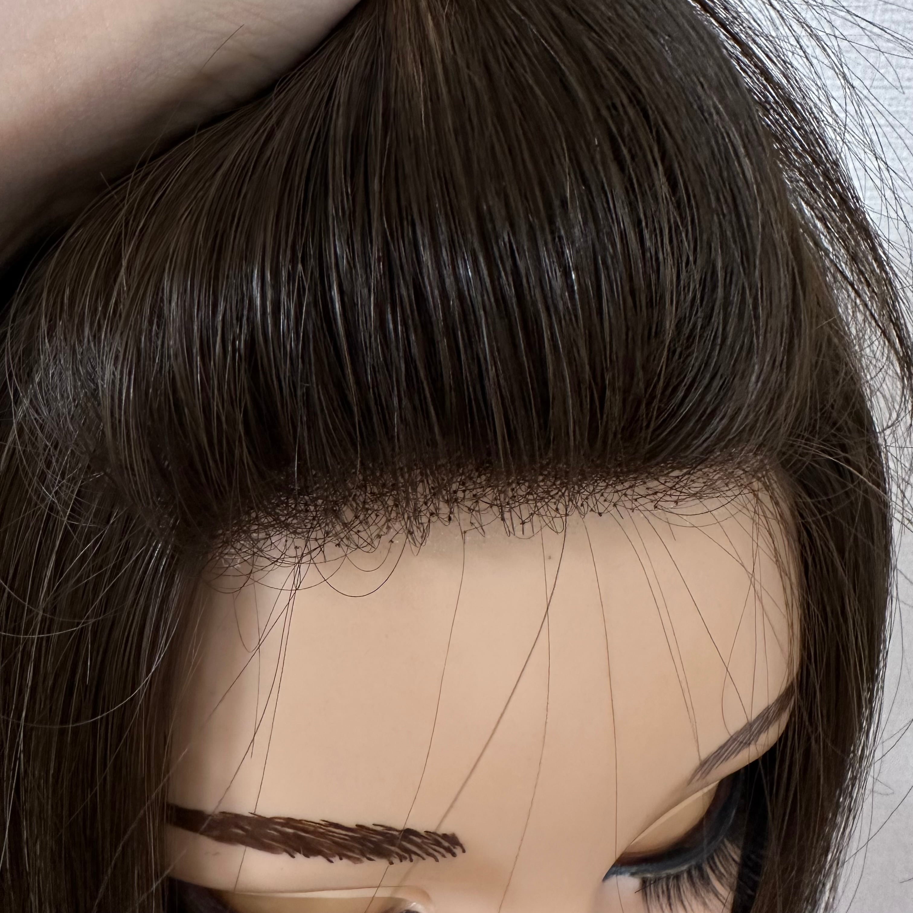 スキンレース生え際 未カット 30cm ナチュラルブラウン系ハイライト