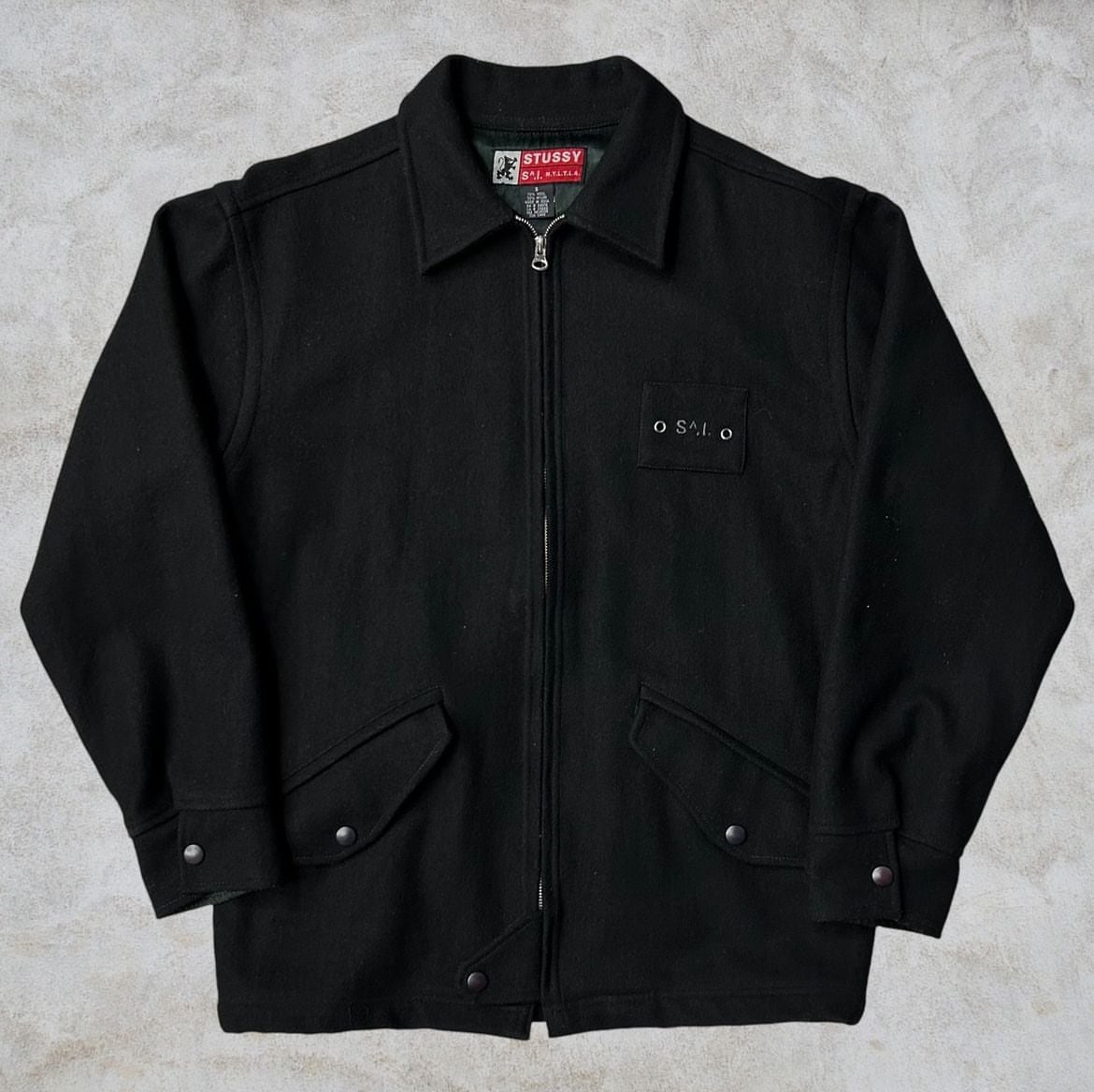 90's old stussy “N.Y.L.T.L.A„ Wool Jacket【高円寺本店】 | curb