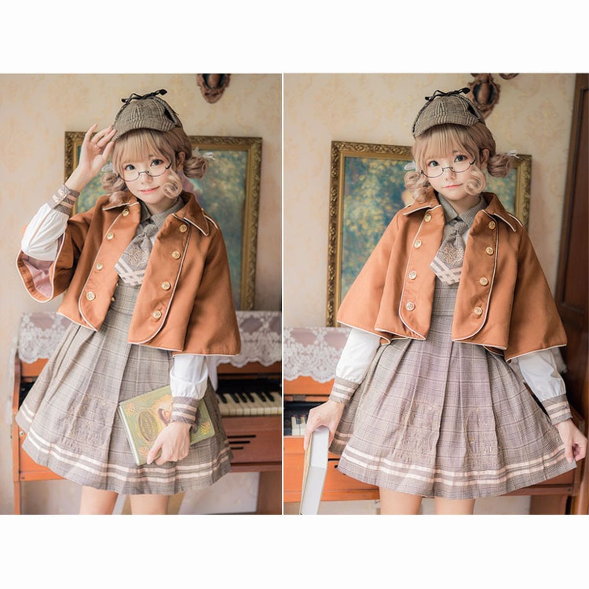 探偵風ケープ付きワンピースセットアップ | Maiden's Rêve