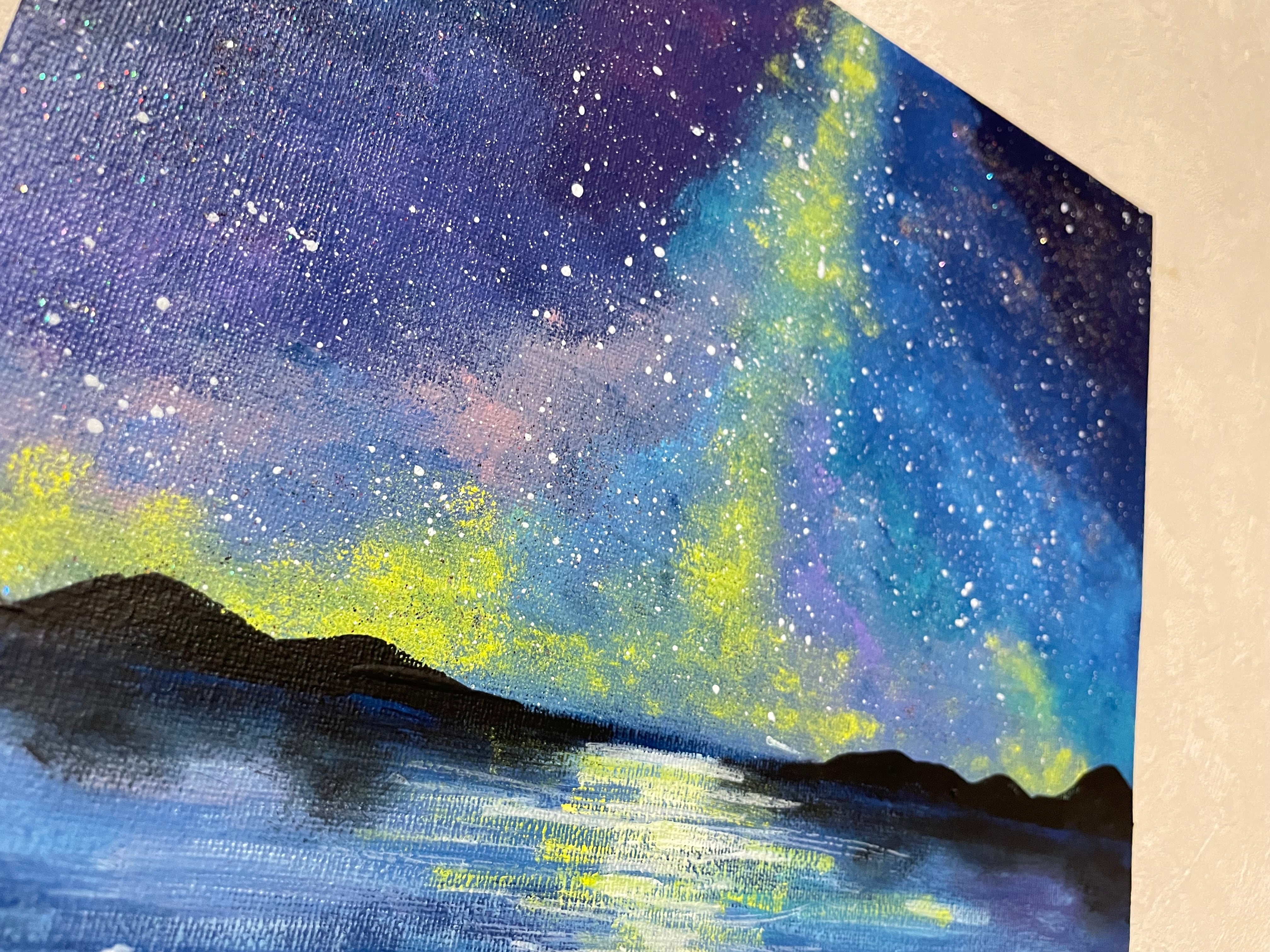 A-196/24】風景画 抽象画 星空 夜空 絵画 キャンバス 真作 インテリア