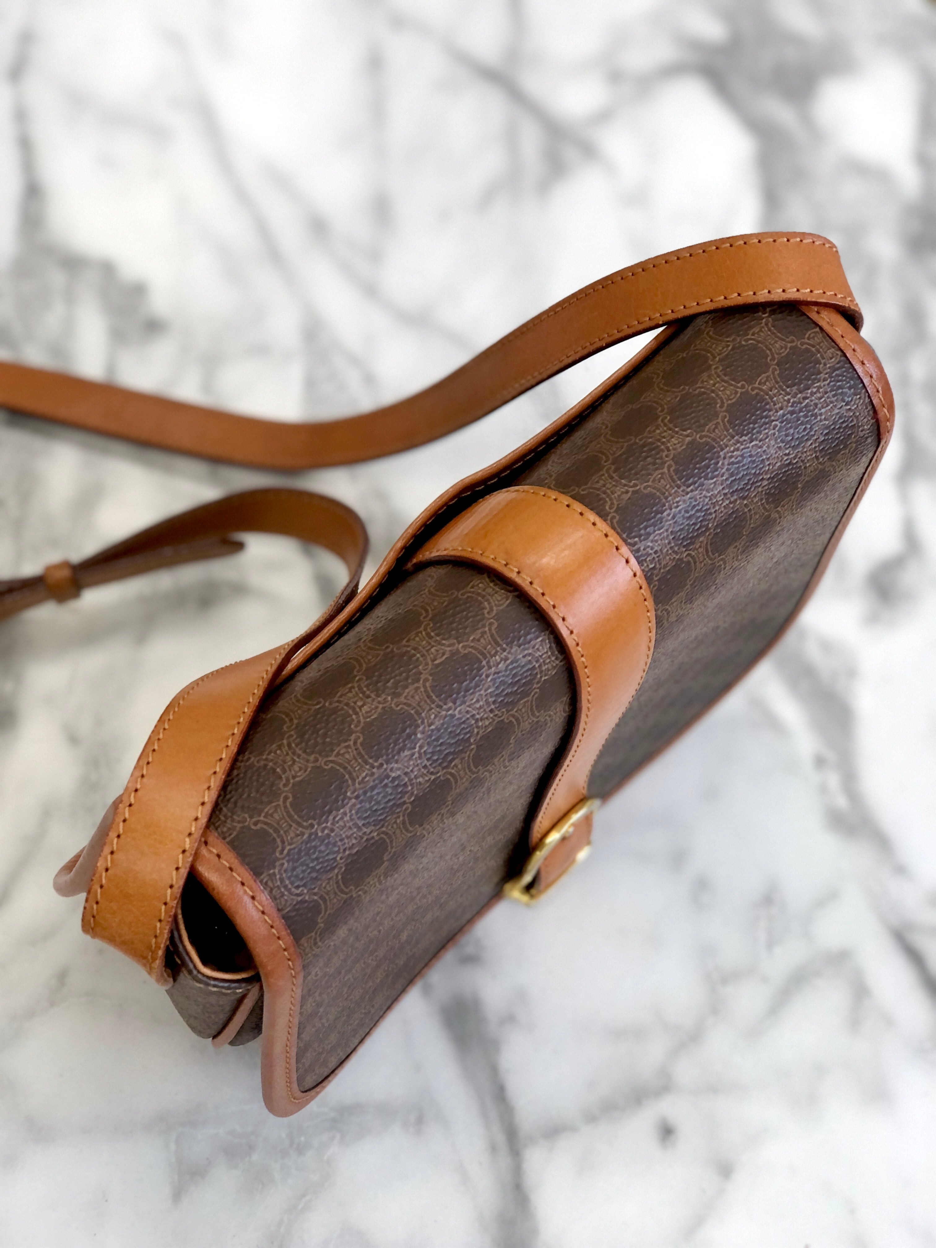 CELINE セリーヌ マカダム フロントベルト フラップ ショルダーバッグ