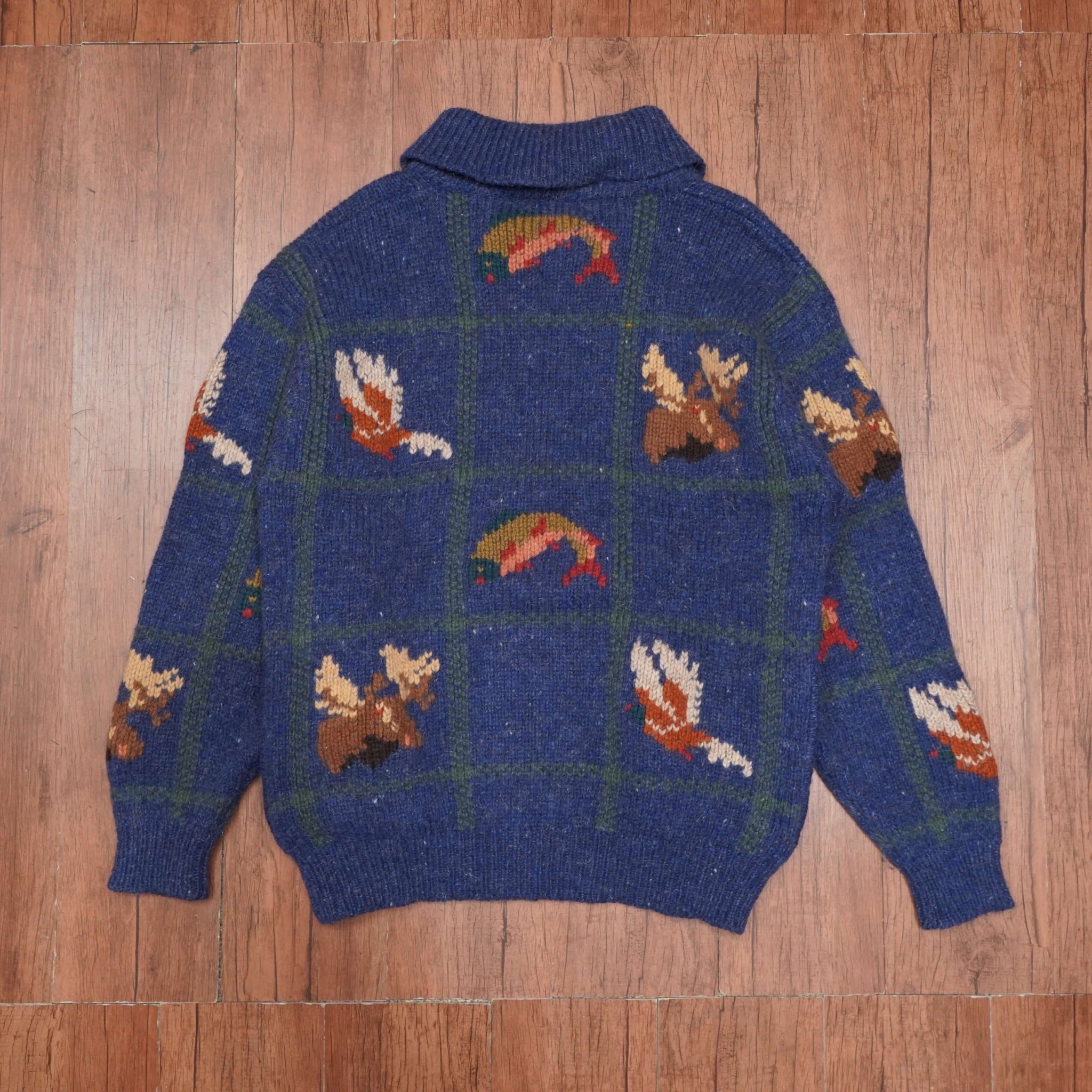 80s90s L.L.Bean ハンドニット ハーフジップ ニットセーター ウール M