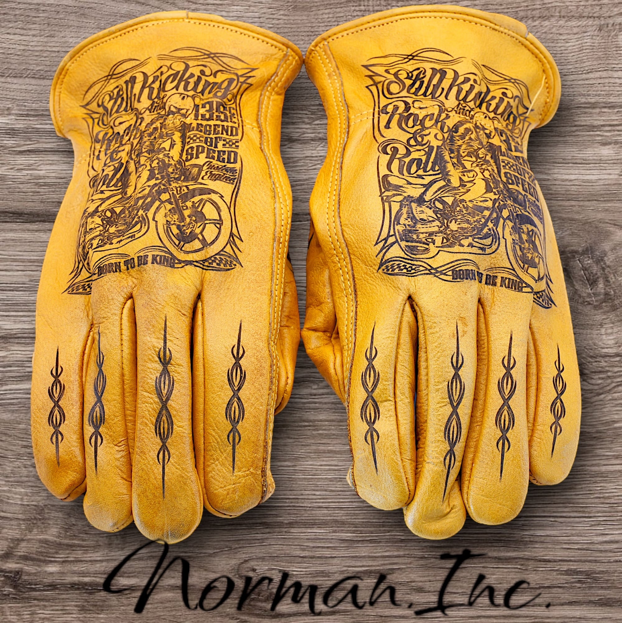 牛革 レザーグローブ アメリカン バイク ハーレー カスタム タトゥー