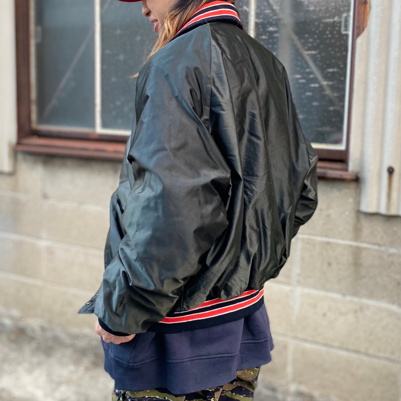 70〜80年代 ビンテージ DeLong デロング サテン 襟付き ナイロン