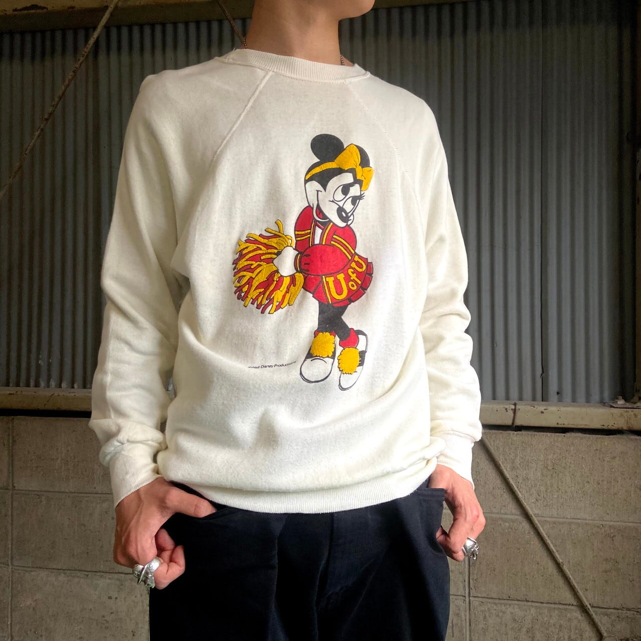 80年代 ディズニー ミニーマウス 発泡プリント キャラクタースウェット