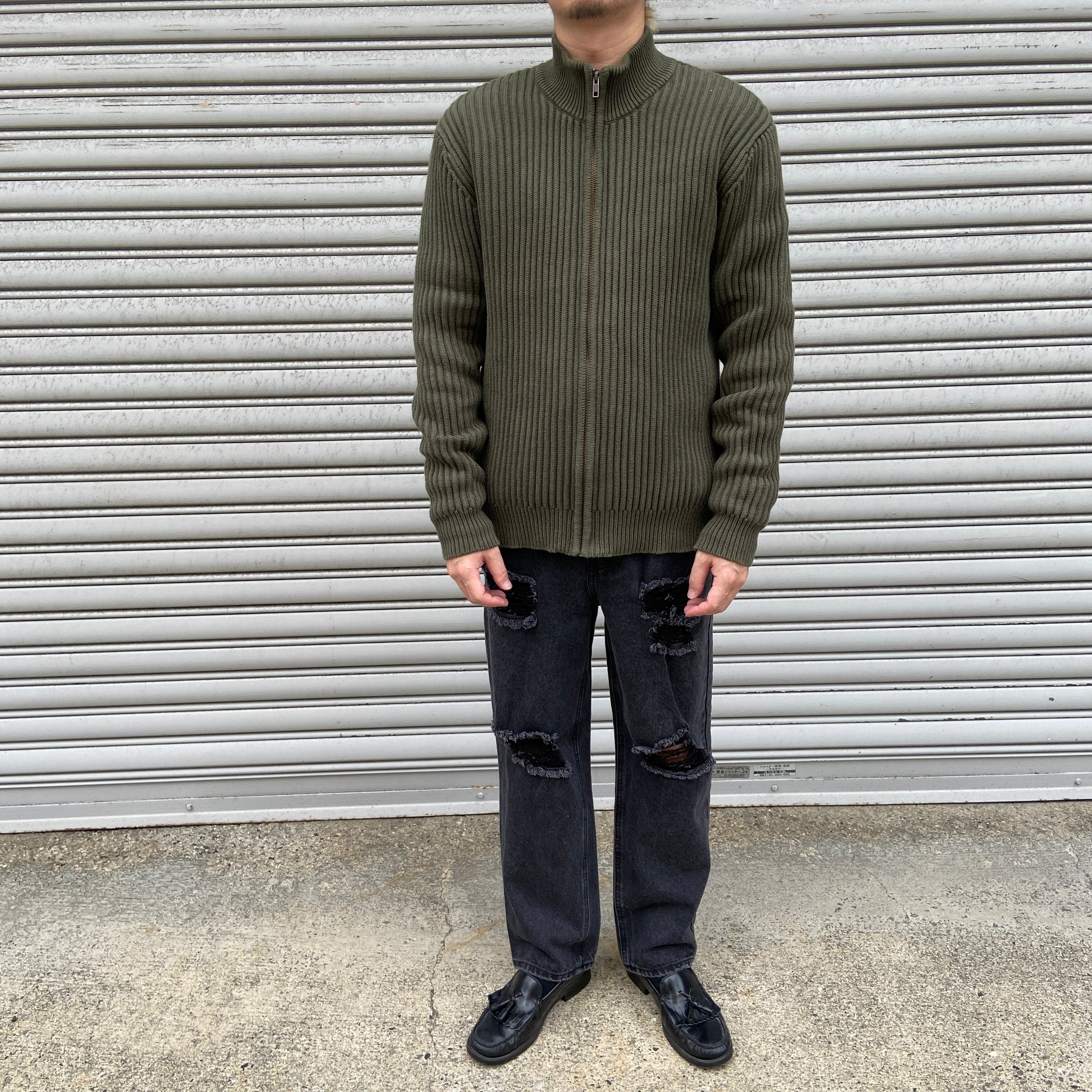 90s L.L.Bean ドライバーズニット コットンニット カーキ M | 古着屋 Uan