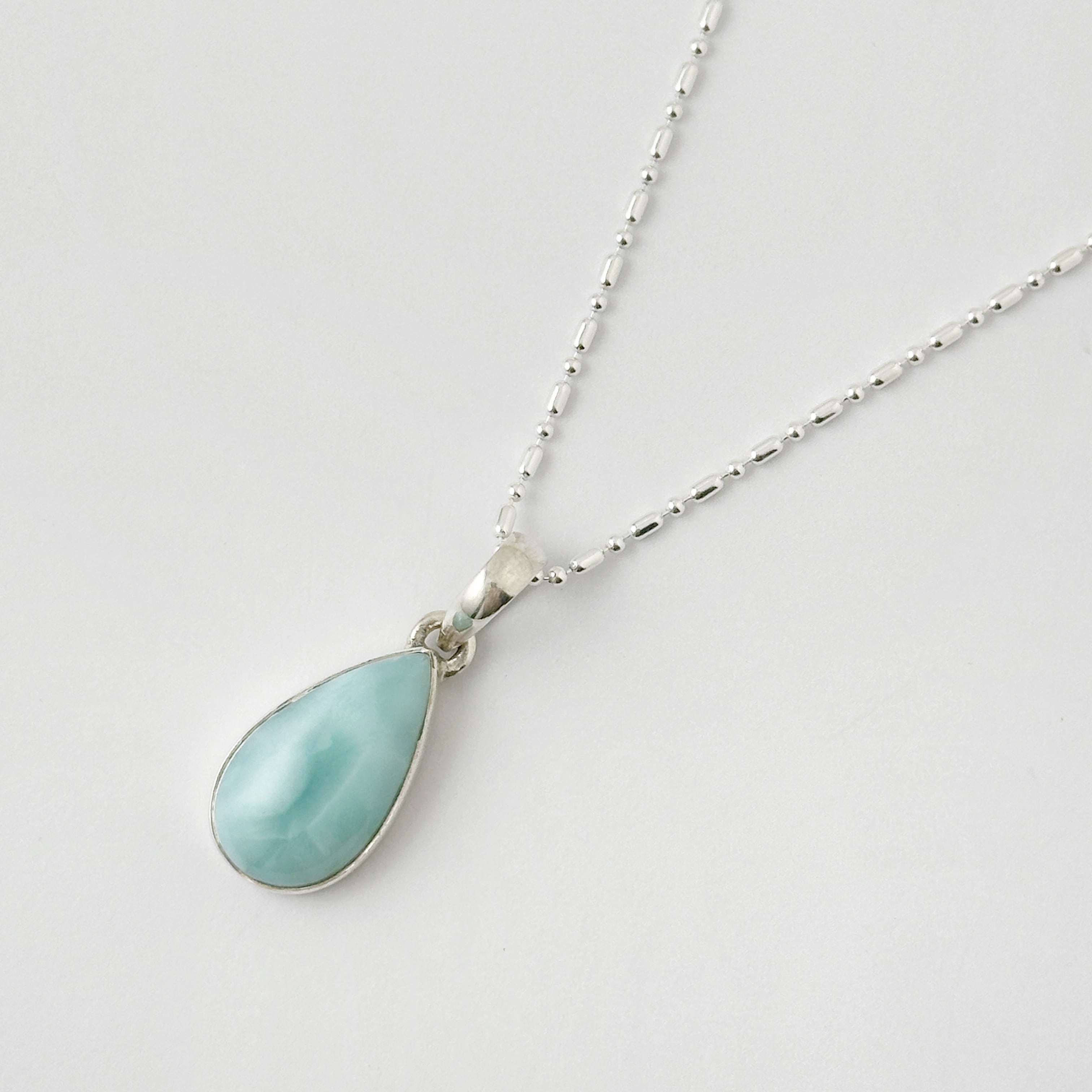 一点物 ラリマー スリム ドロップ型 ペンダント（チェーン オプション