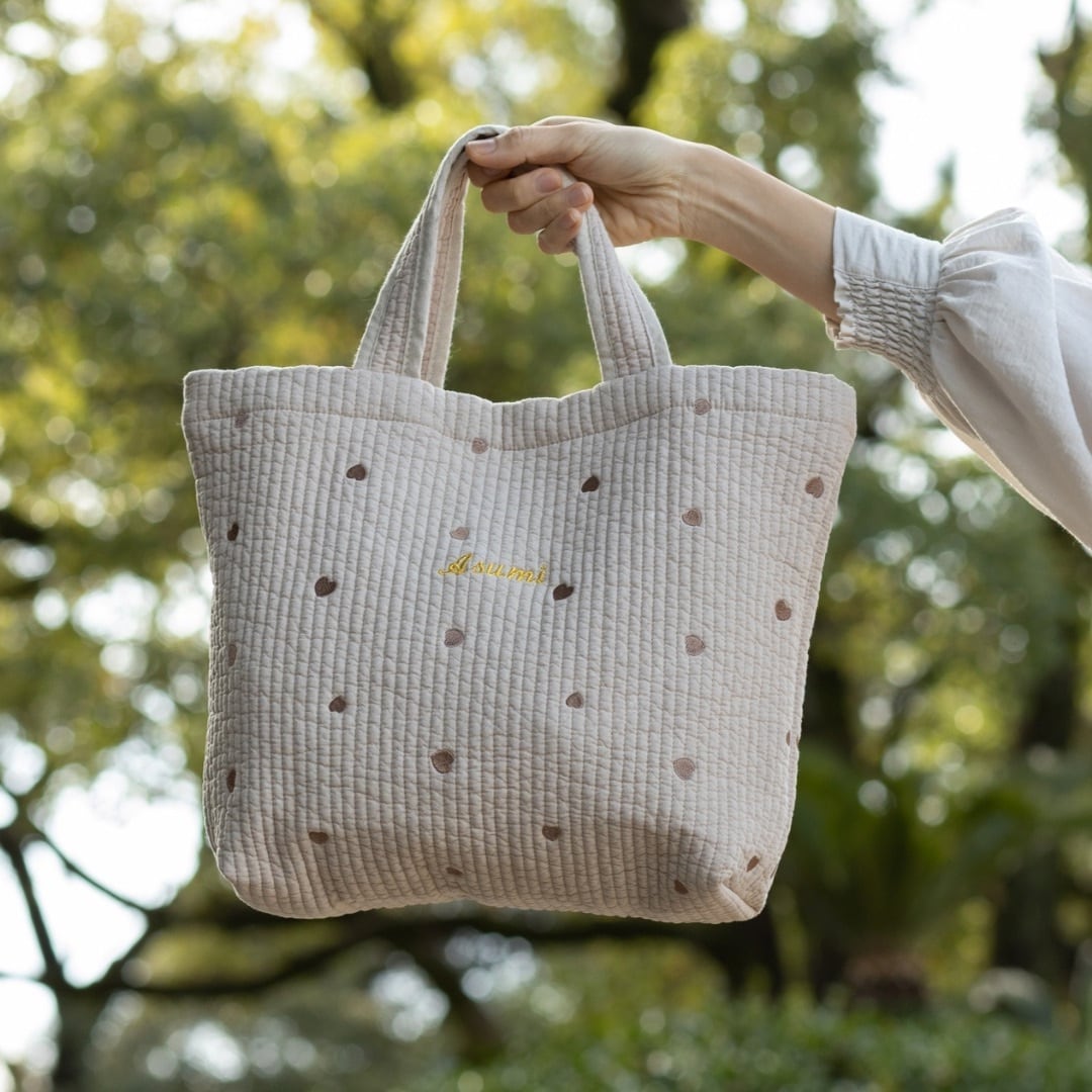 人気のくすみカラー×ハート刺繍 ヌビバッグ 韓国直輸入 ふんわり柔らか