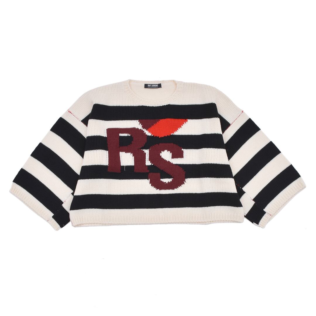 RAF SIMONS】Loose fit cropped wool jacquard RS sweater | AYIN