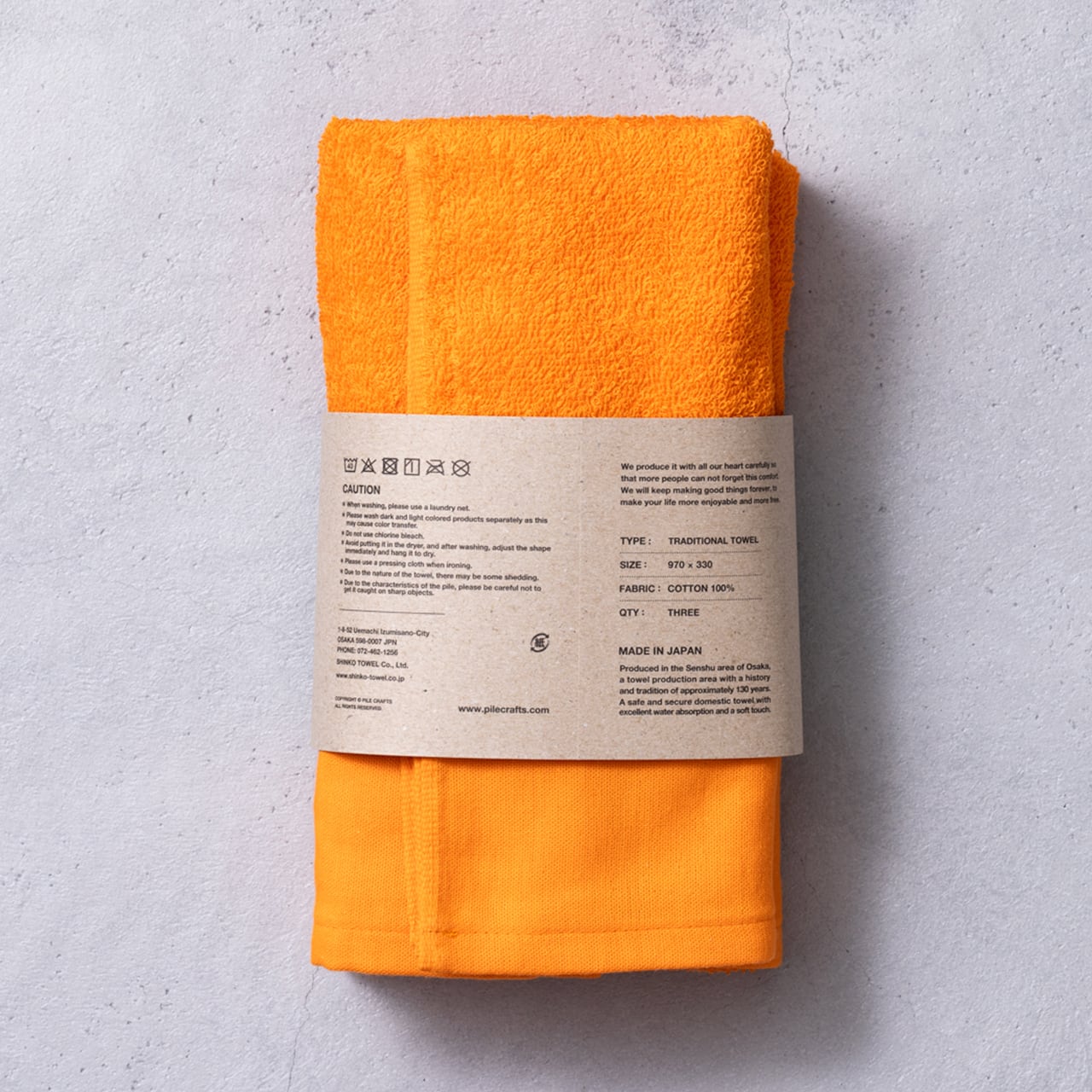 ORANGE / 3pc | PILE CRAFTS | New Standard Towel