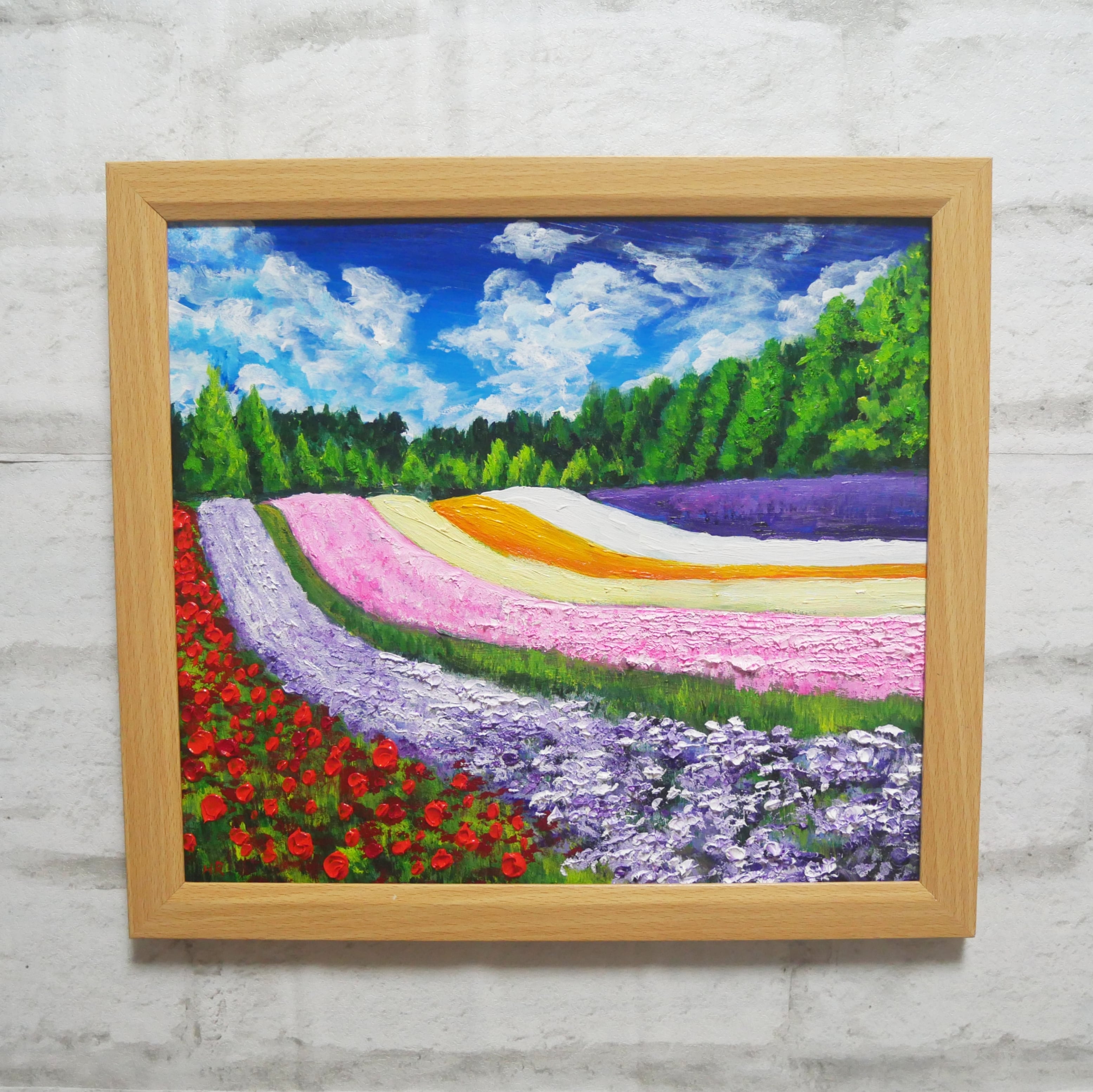 油絵 油彩 油彩画 絵 絵画【夏空のお花畑】 | HIROSHI1990
