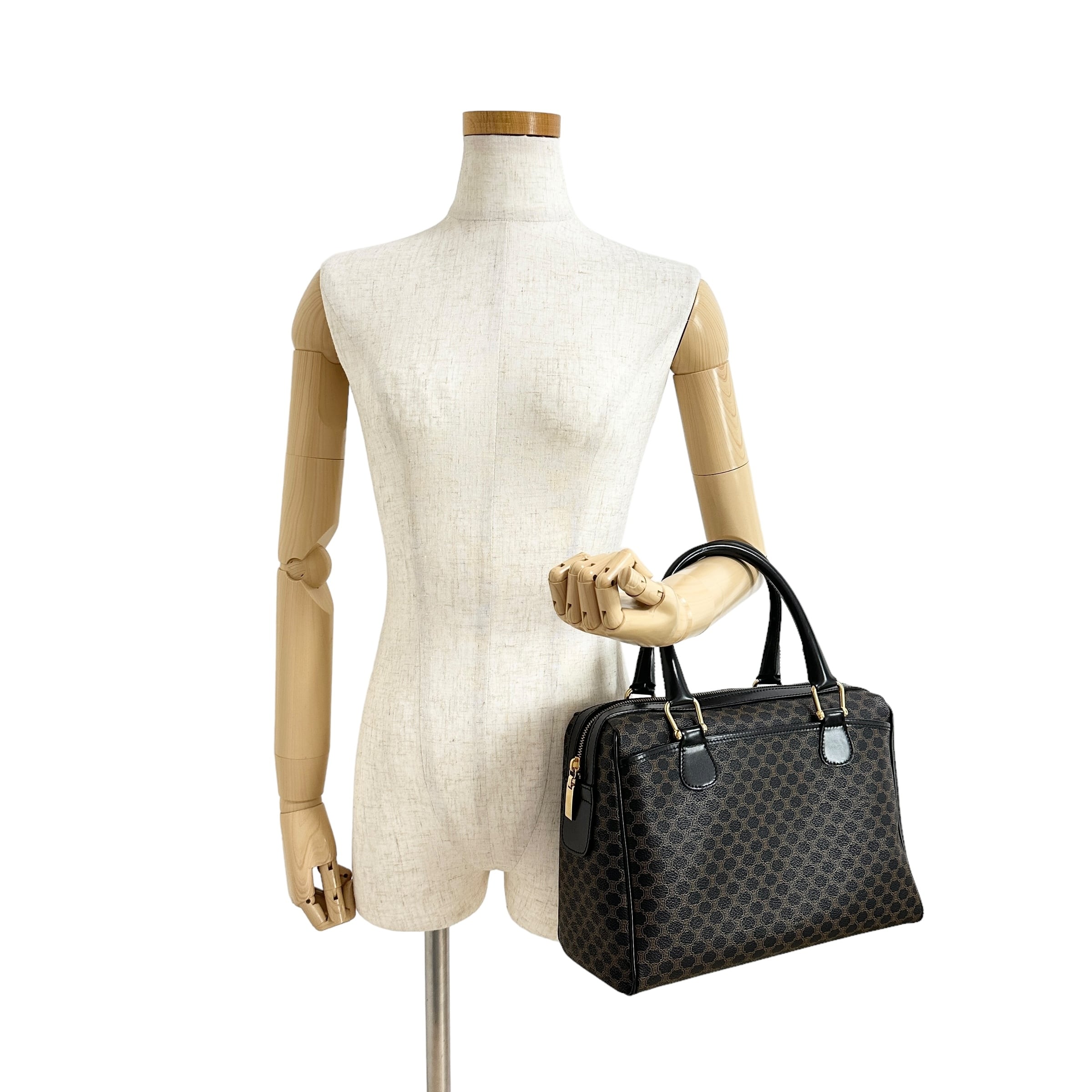 CELINE セリーヌ マカダム柄 ボストンバッグ ブラック 6257-202203 | rean