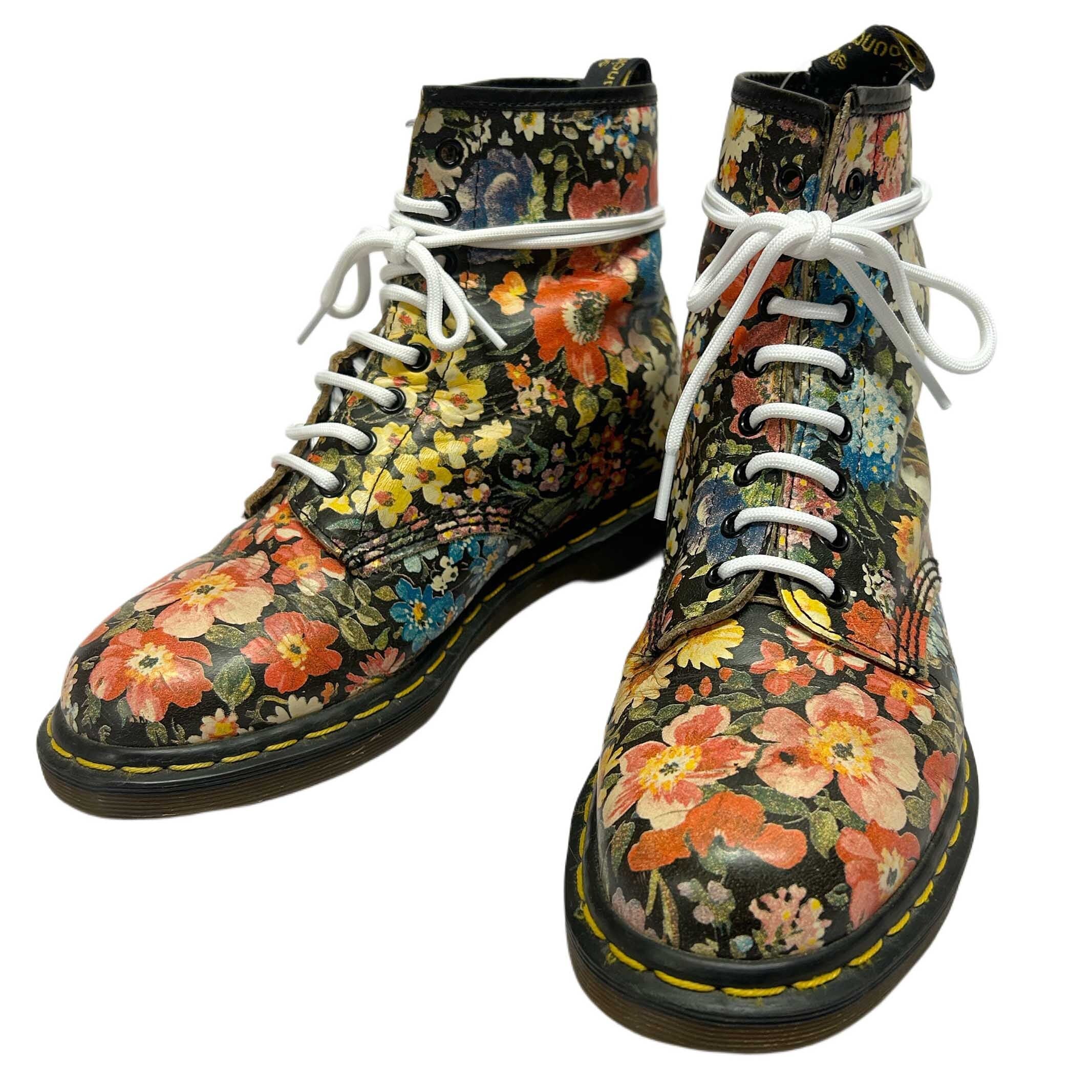 イングランド製 ドクターマーチン 花柄 8ホール ブーツ【UK8-26.5cm