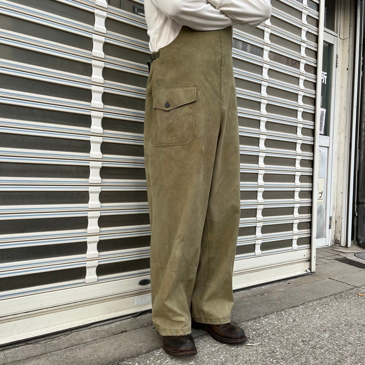 40s usnavy 米軍 実物 デッキ N-2 パンツ オーバーオール ゴム引き