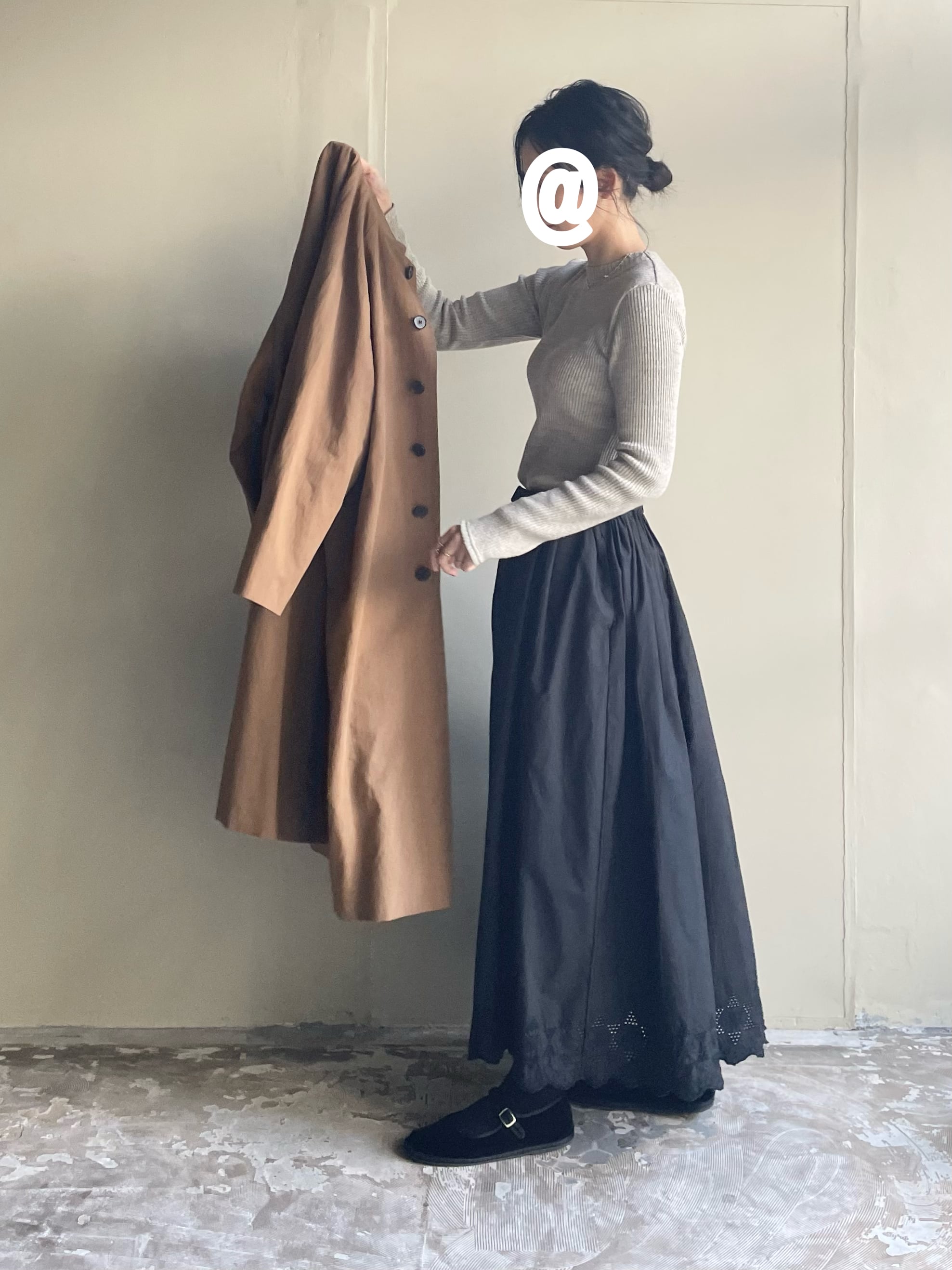 atelier naruse】cotton-hemp stand collar coat ［na-f04058