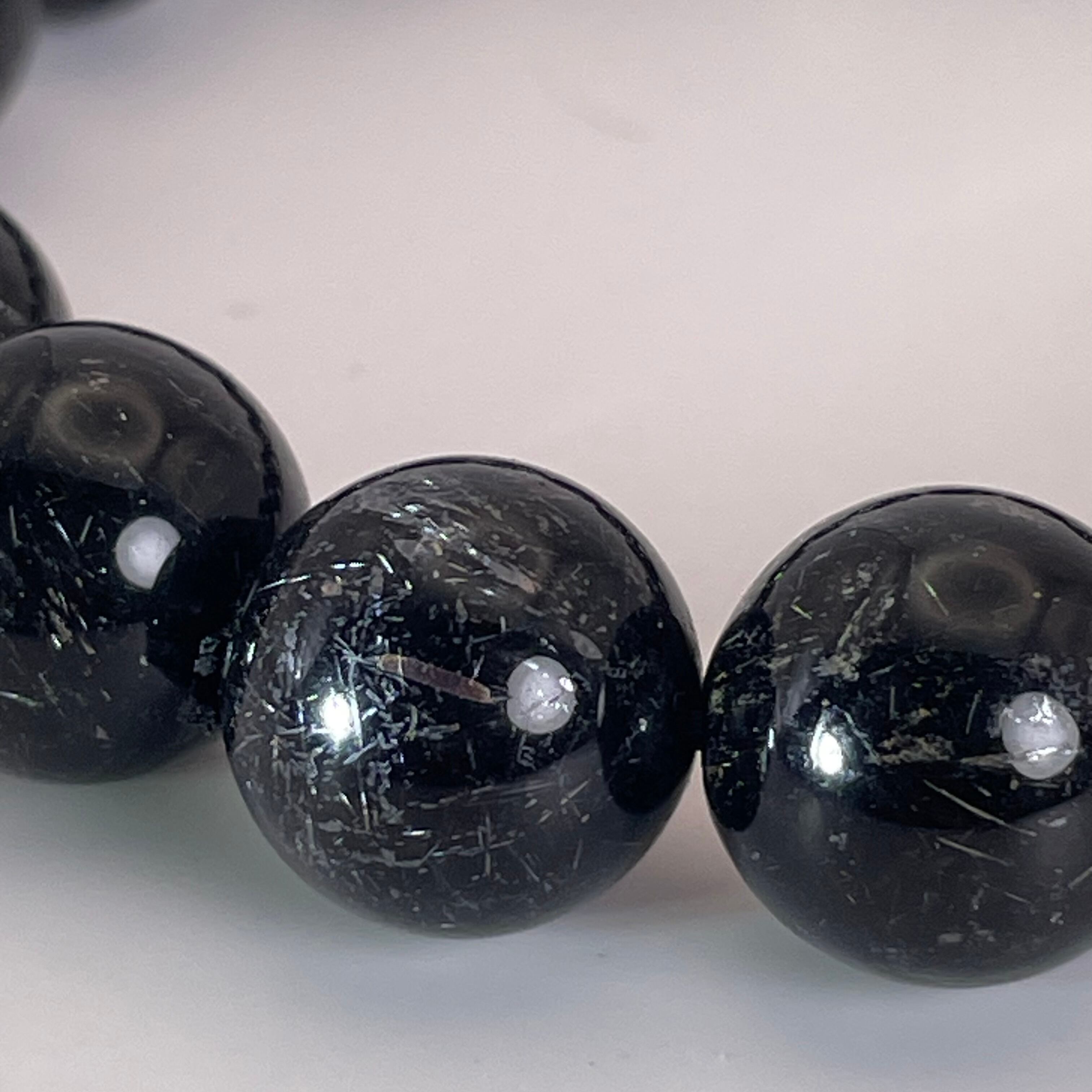 黒針びっしり☆ブラックルチル水晶ブレスレット #72 | Mea Via Stone