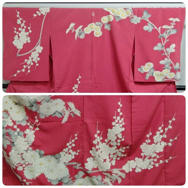☆ アンティーク 訪問着 金駒 正絹 菊 梅 ☆ n537 | 縁側・ちゃぶ台 お