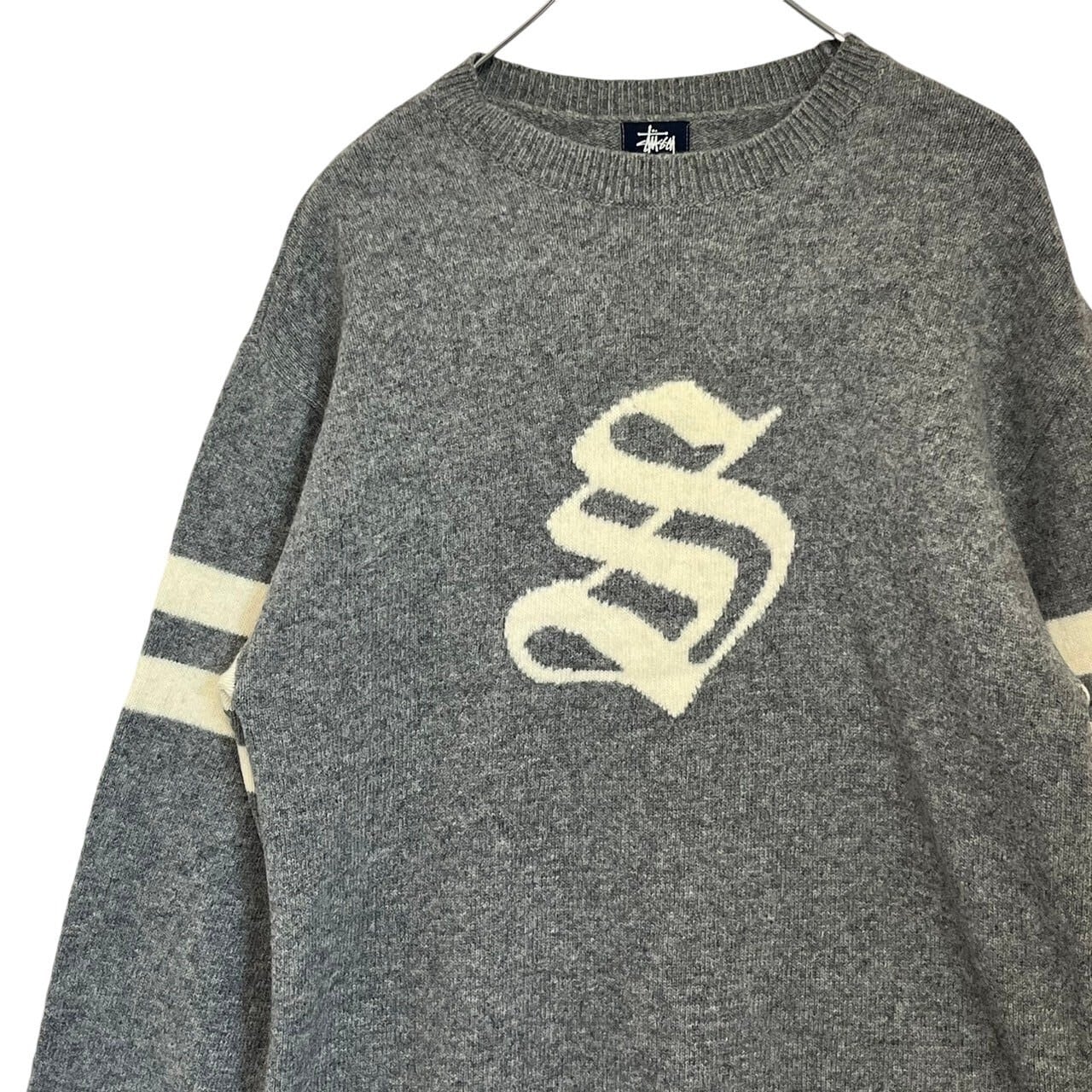 stussy ステューシー ニットセーター センターロゴ 紺タグ 90s | 古着
