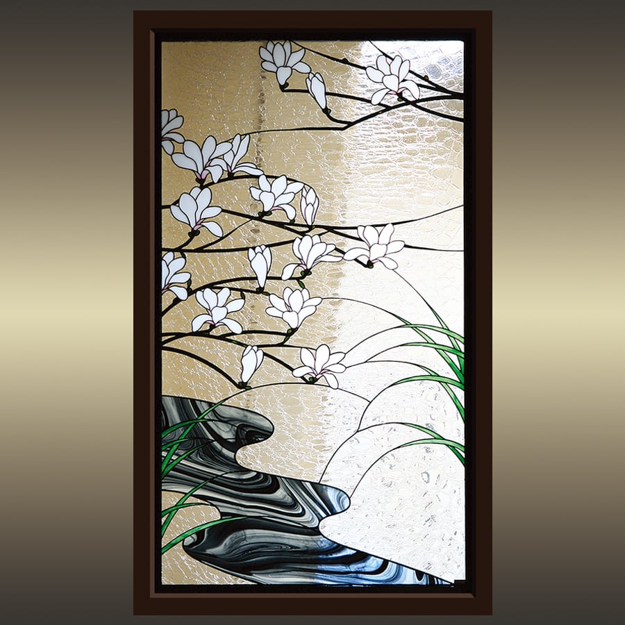 参考作品】パネル「木蓮」 | 川島政則ステンドグラス工房