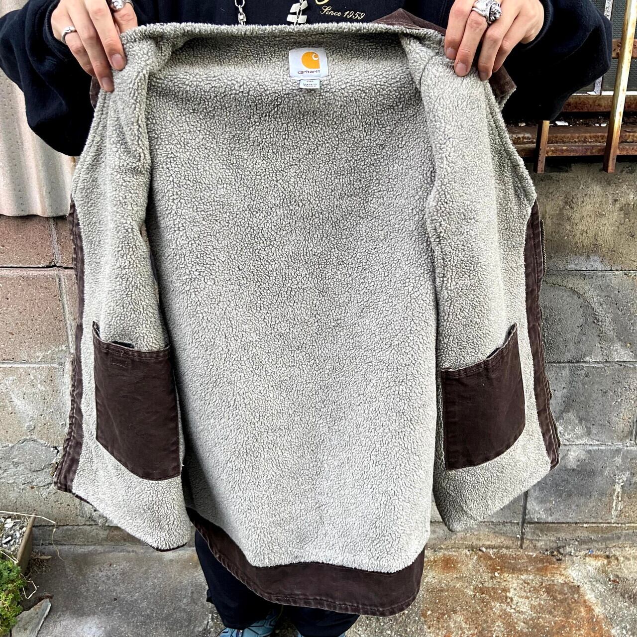 ビッグサイズ Carhartt カーハート ダック地 ボアワークベスト メンズ