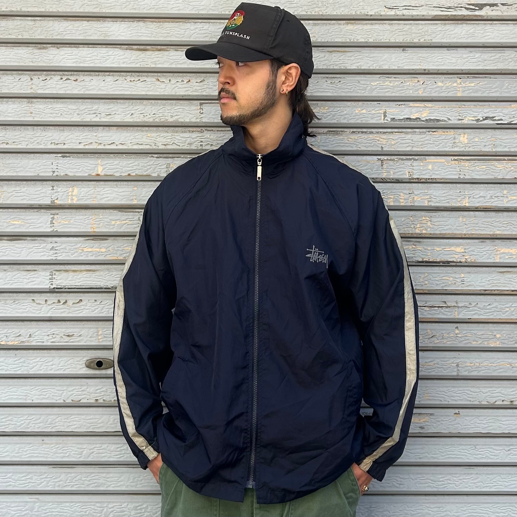 90's USA製 Stussy Sport Nylon Track Jacket L / オールド