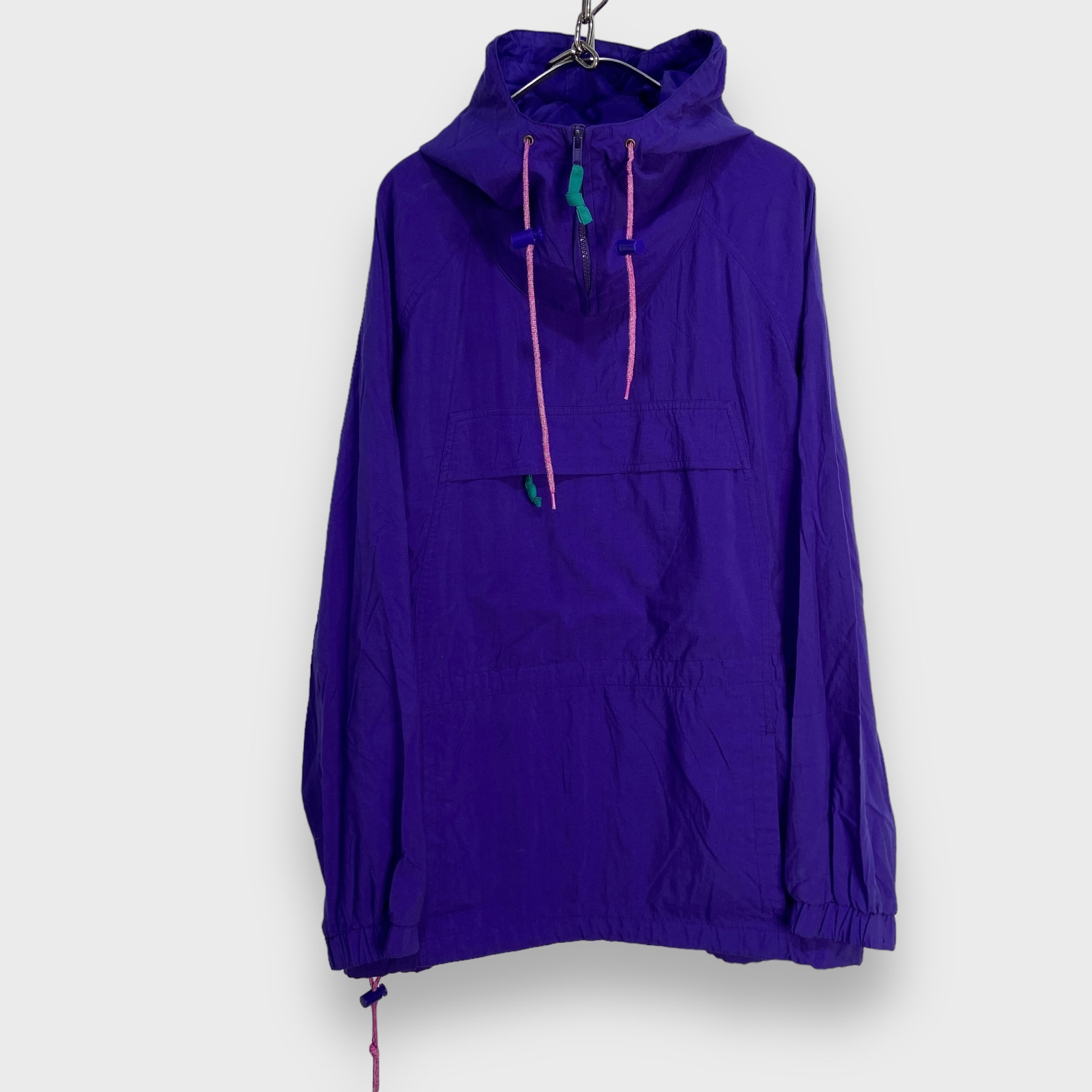 80s エディーバウアー アノラックパーカー ナイロン 黒タグ パープル M
