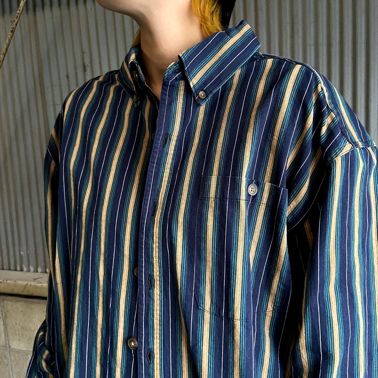 ビッグサイズ 90年代 SCHMIDT WORKWEAR 長袖 マルチストライプシャツ