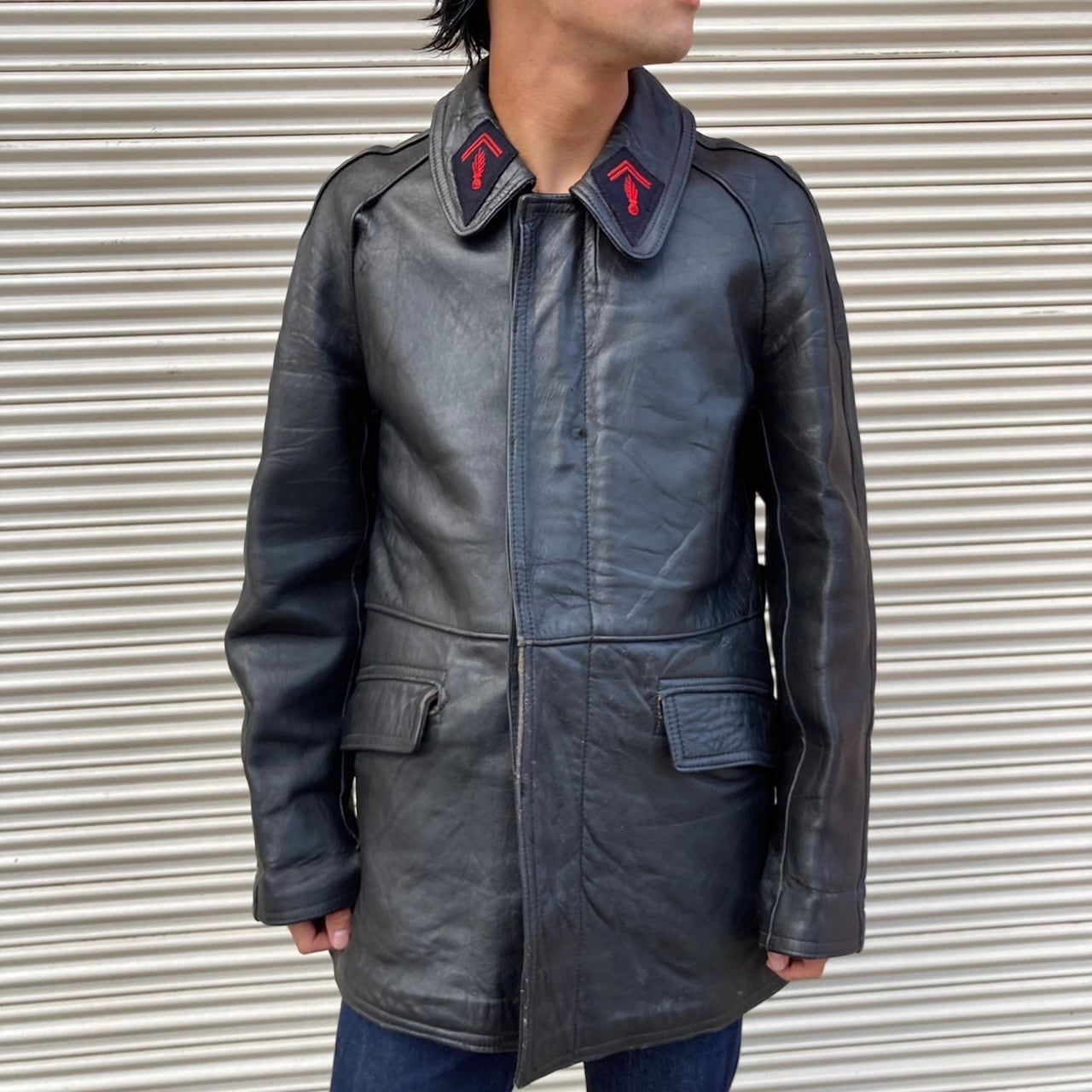 Sサイズ 60s French Vintage ヴィンテージ ファイヤーマン レザー