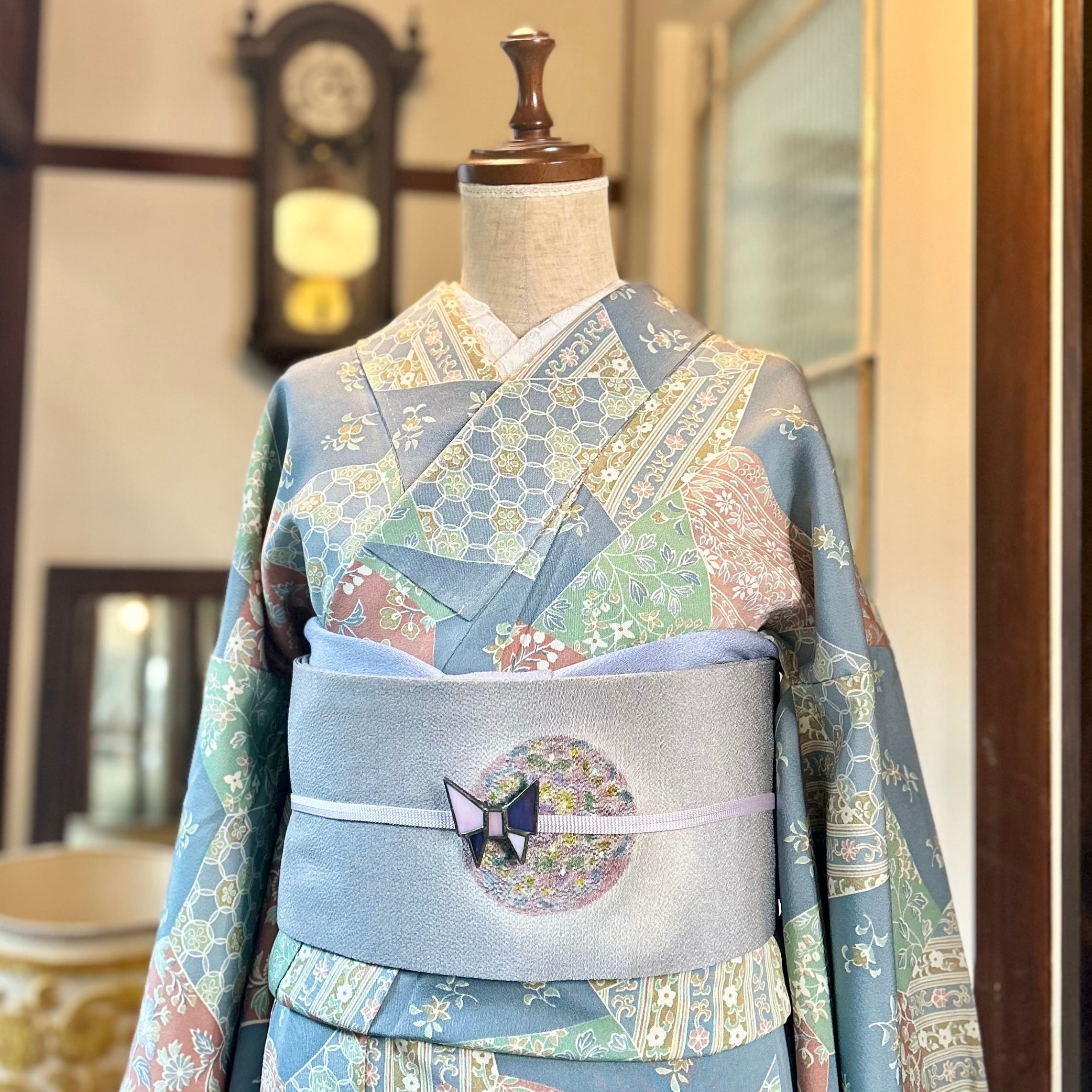 long＊tiny flowers＊切嵌風 ブルー 小紋着物 A869 | kimono tento