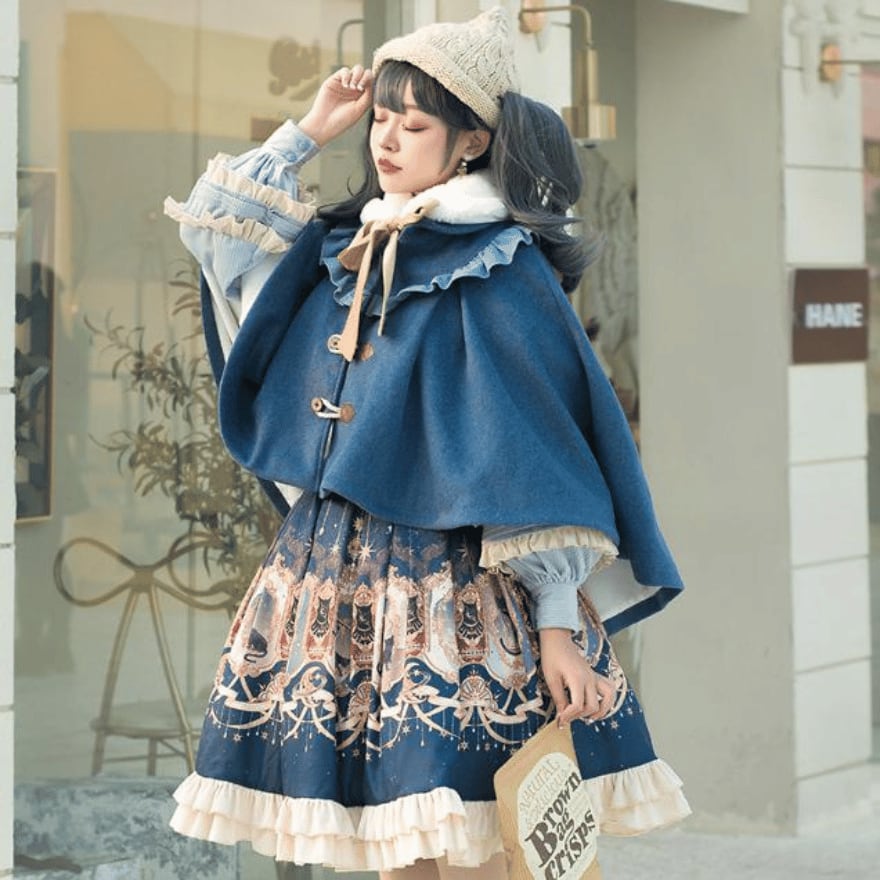 SEASONZ セミロリ ケープ フェイクファー リボン ガーリー 甘め ゆめ