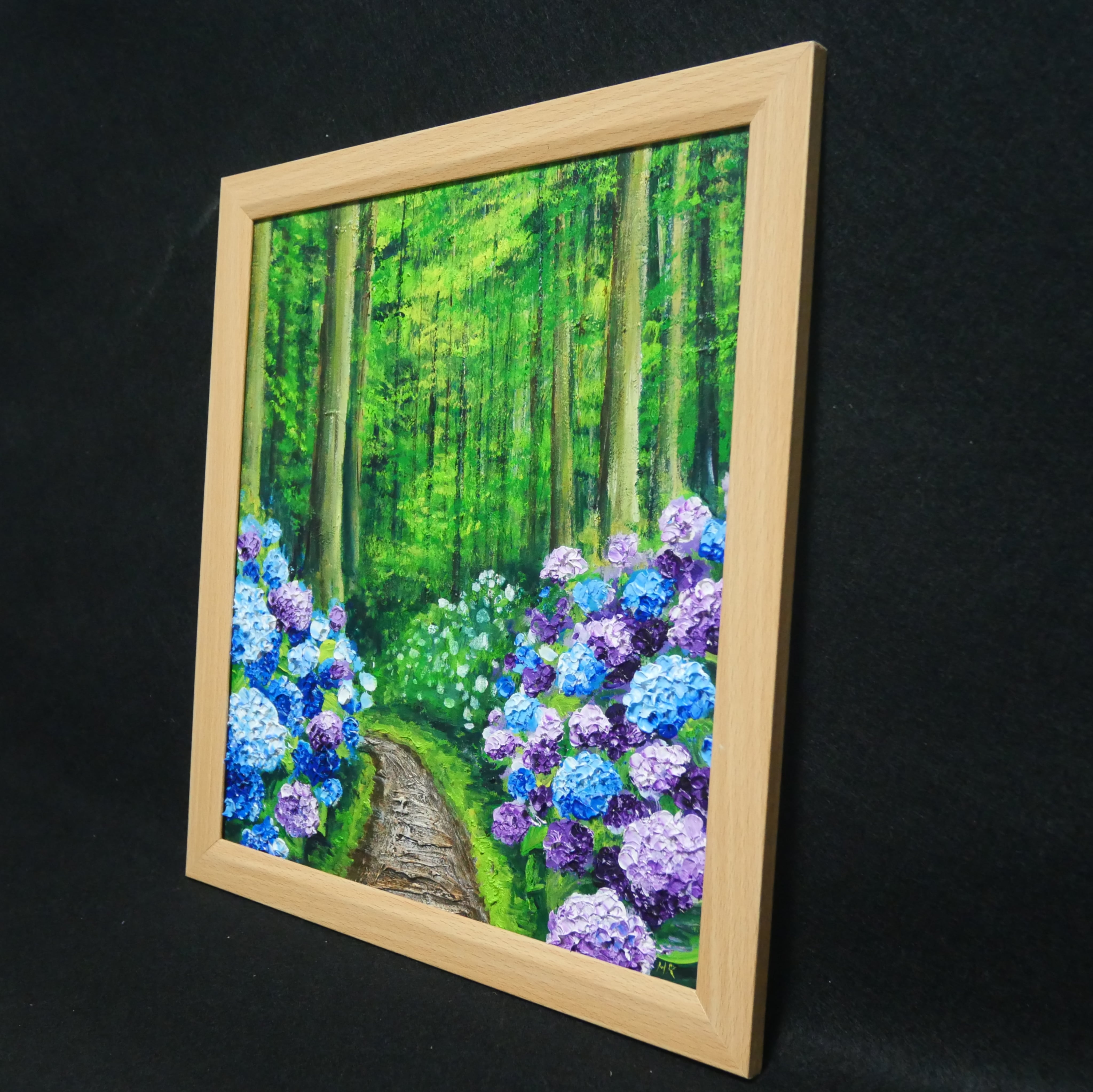 油絵 油彩 油彩画 絵 絵画【森の紫陽花の道】 | HIROSHI1990