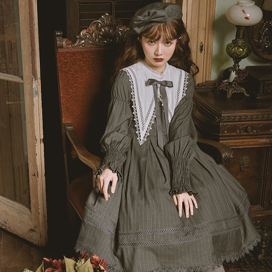 ロリータ ドレス ロング丈 レース クラシカル 上品 高級感 お呼ばれ