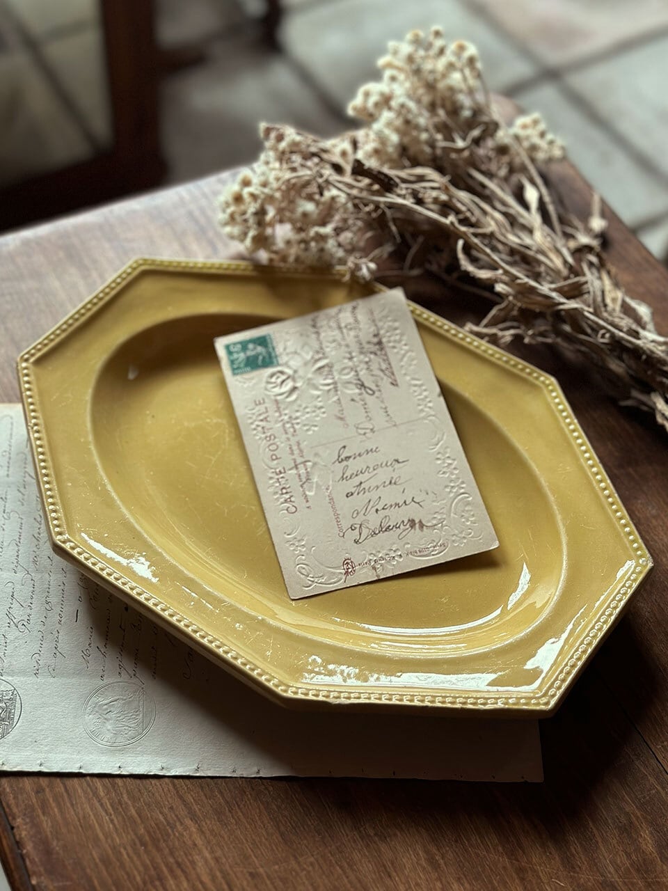 オクトゴナル オーバル 皿 黄色 APT釜 プレート | Brocante de La