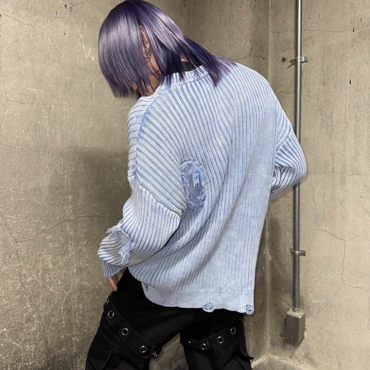 PSYNYXX ダメージメタルニット グランジ サブカル サブスト | 韓国系