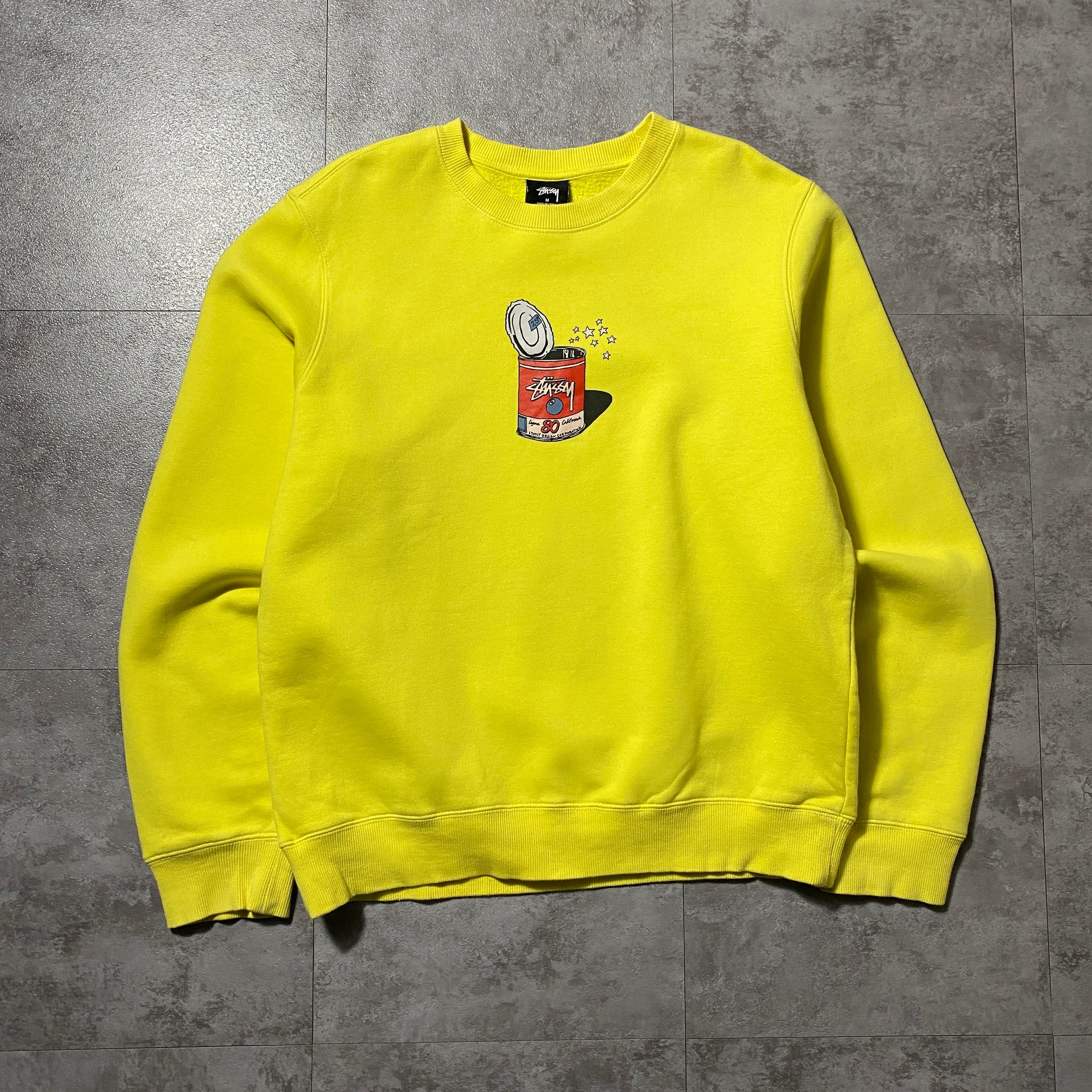 stussy ステューシー 缶 プリントロゴ イエロー スウェット トレーナー