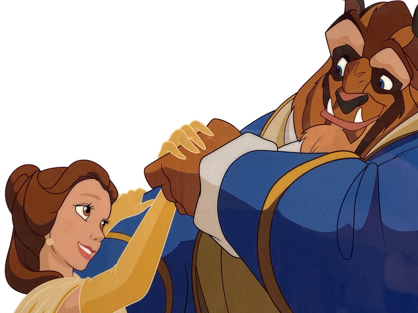 ディズニー セル画「美女と野獣」額縁2種選択可 展示用フック付