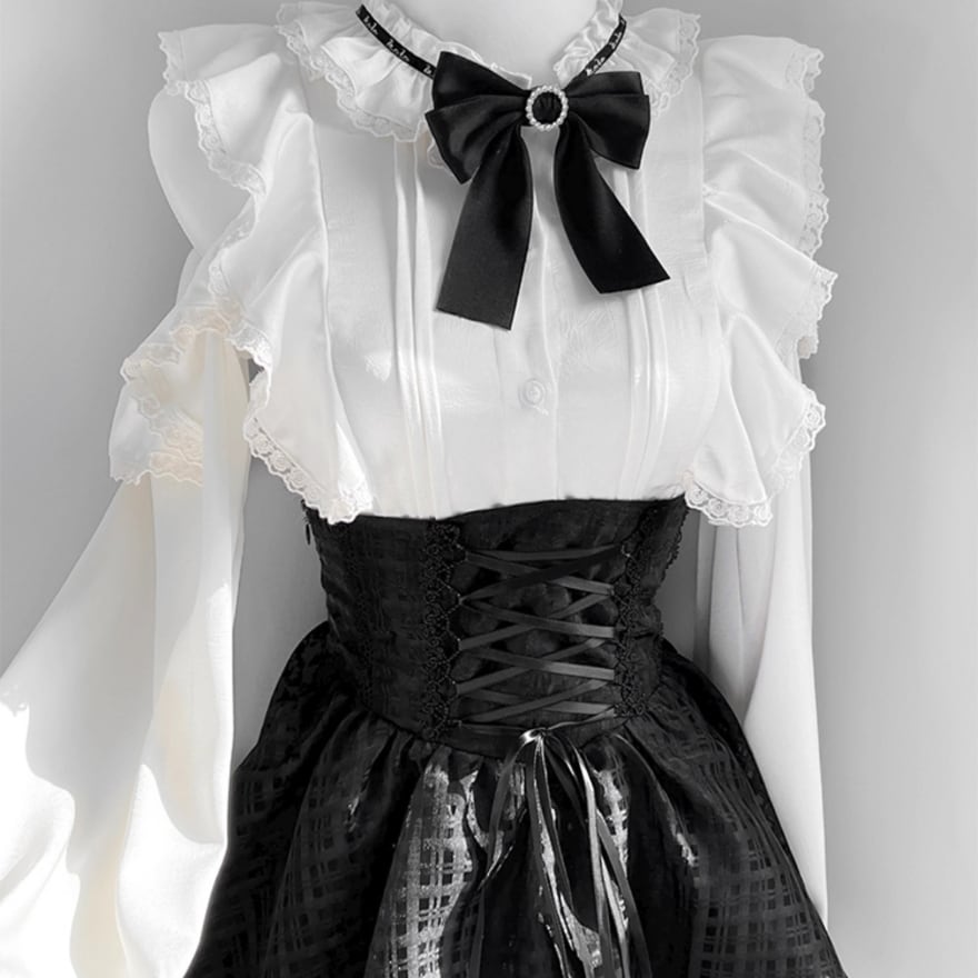 甘辛MIX セットアップ オープンショルダー レースアップ｜天使と悪魔