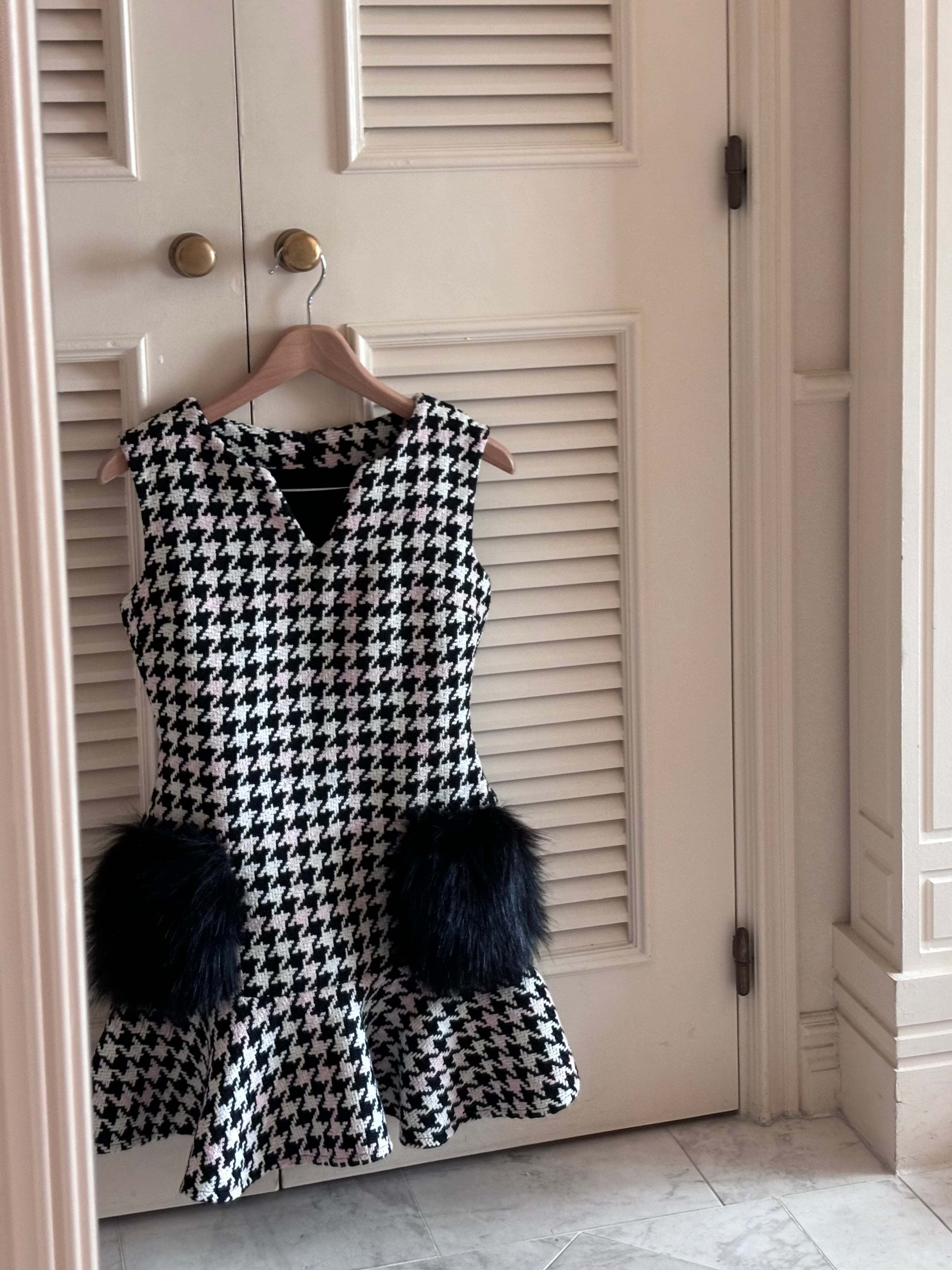 Lumignon original ♥ pink × black houndstooth pocket fur op | Lumignon