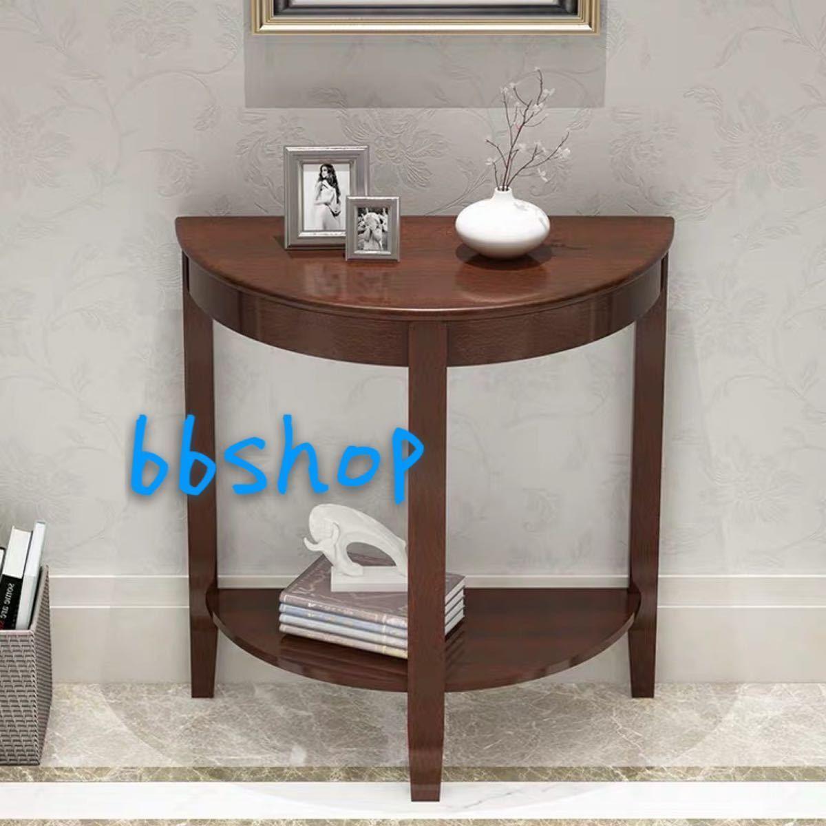 木製 アンティーク調デザイン．半円コンソールテーブル 電話台