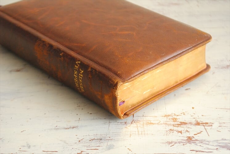 1930年代 フランス語 古い洋書 聖書 MISSEL 本革装丁 祈祷書
