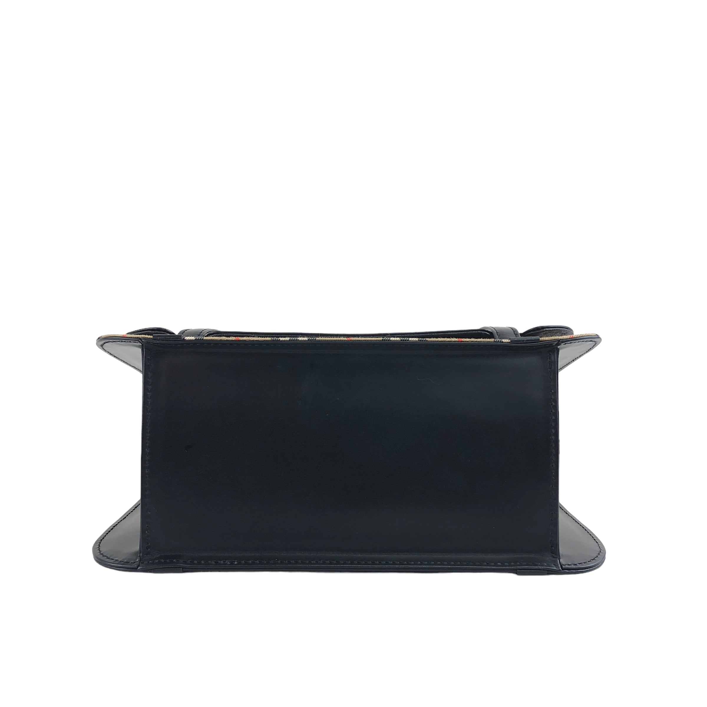 BURBERRY バーバリー ノバチェック ハンドバッグ ブラック ロゴ レザー