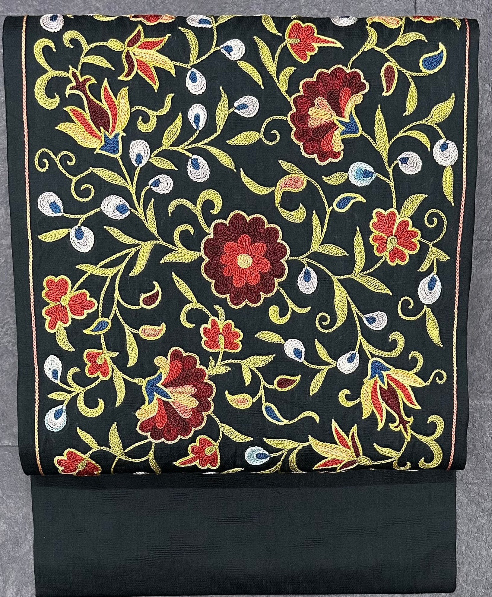 ウズベキスタン絣▪️名古屋帯▪️白茶紫緑▪️夫々月日荘 着物 月