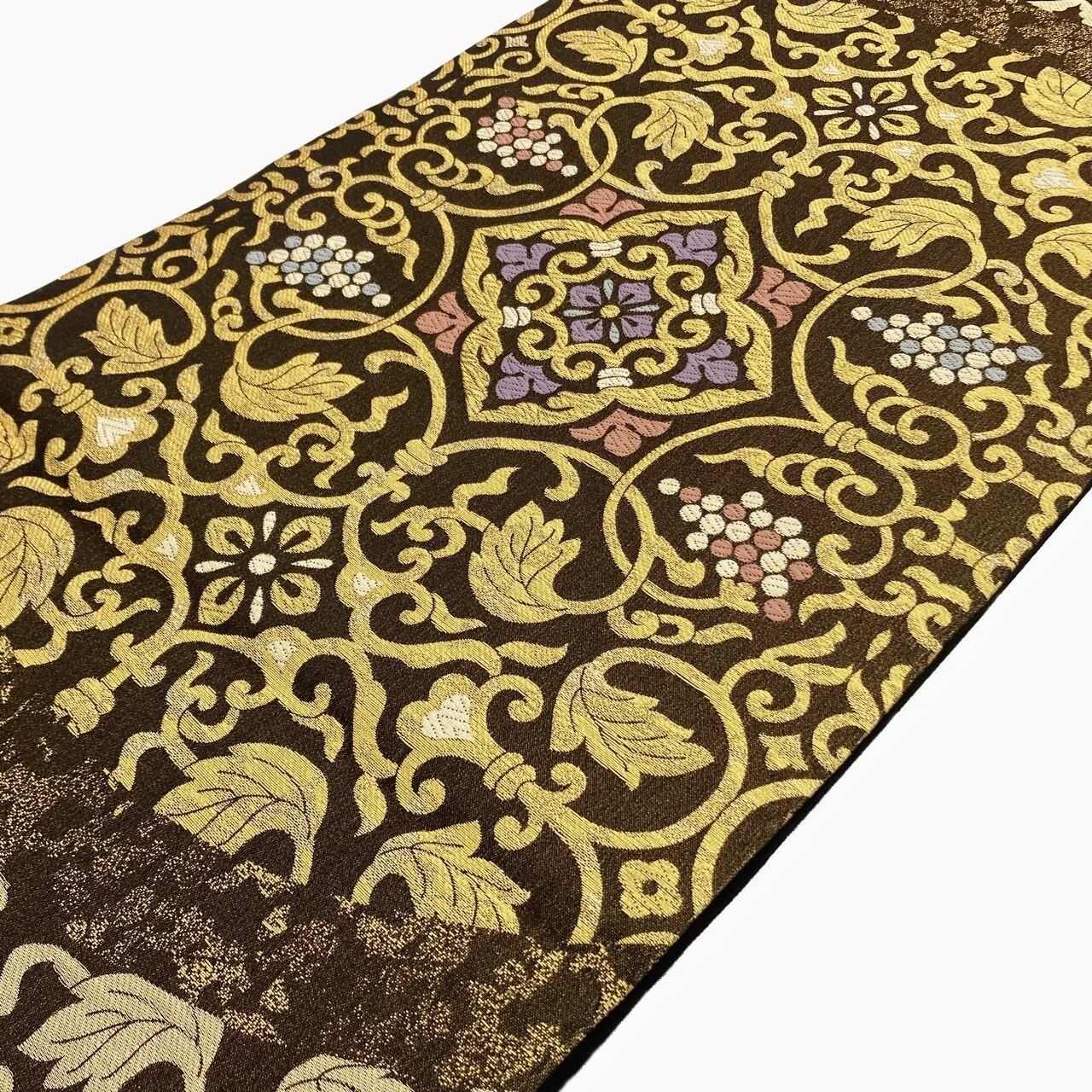 袋帯 小杉織物謹製 葡萄唐草文 六通柄 正絹 日本製 未仕立て | ご縁や