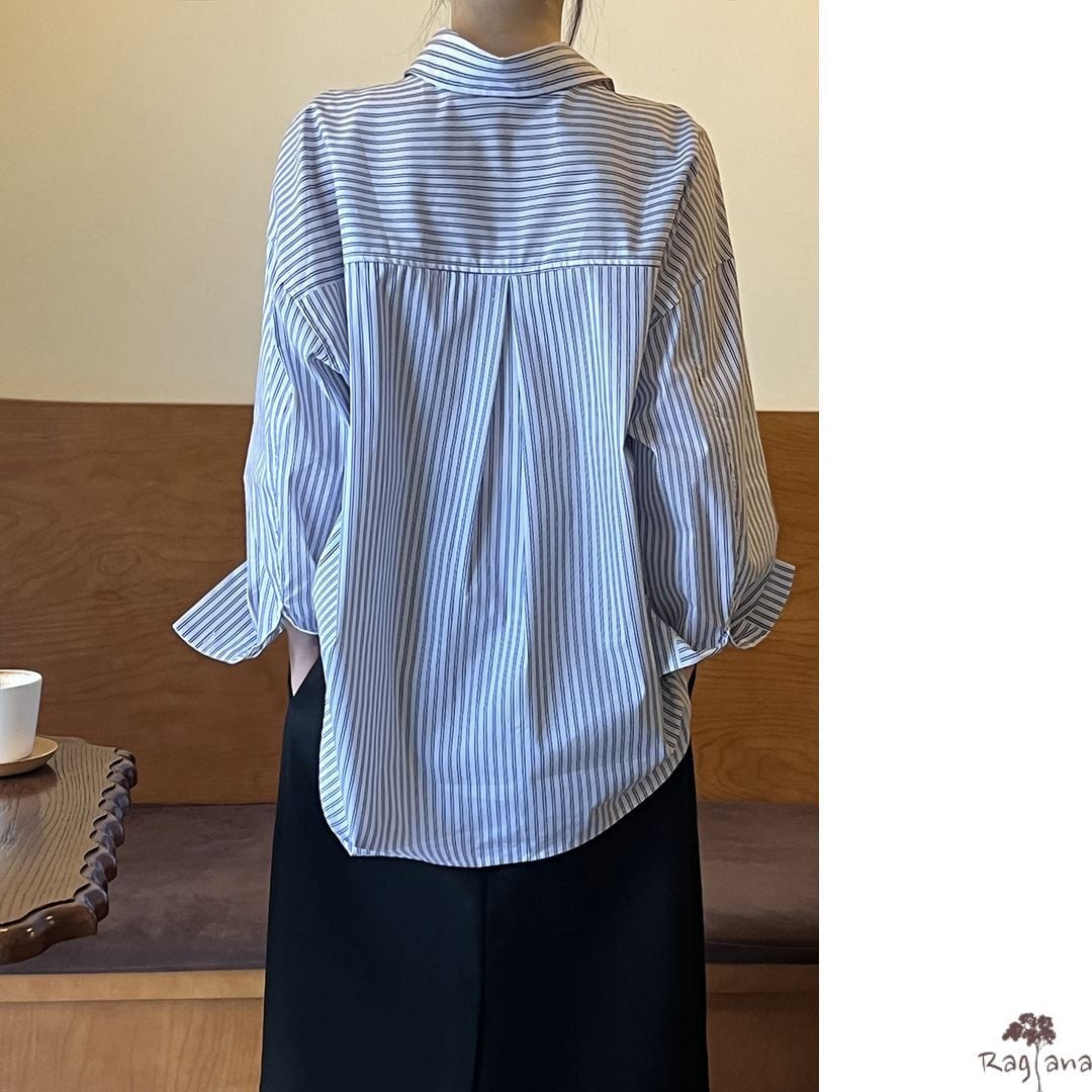 ストライプ 長袖 シャツ 3col M 11312 | Raglana