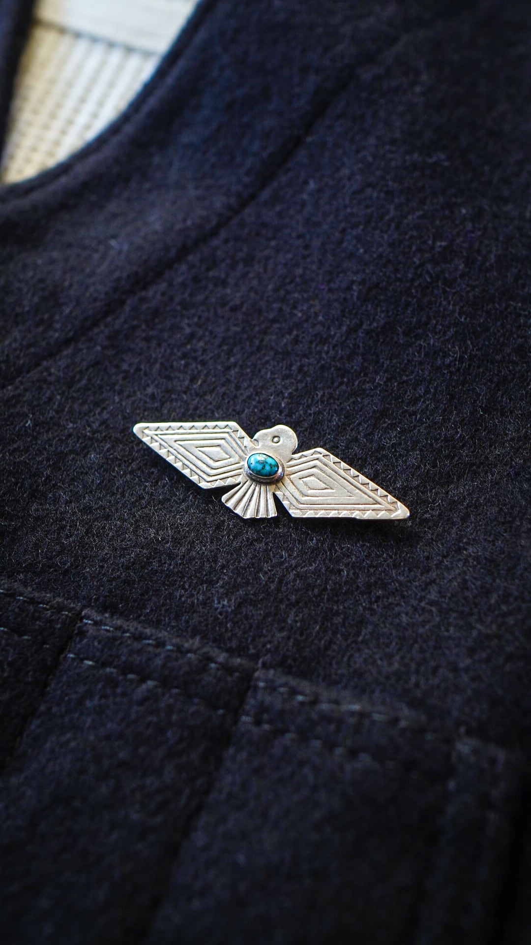 1940-1950s】ナバホ ターコイズ & サンダーバード ピン 《ネイティブ