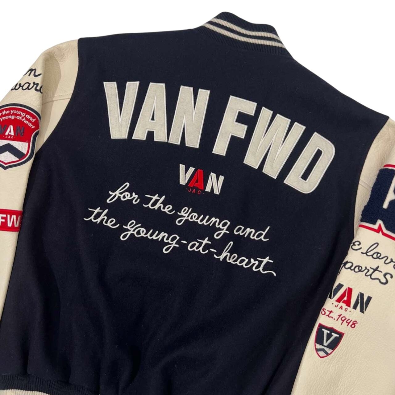 VAN JAC ヴァンヂャケット FWD フルデコ 袖革スタジャン M/ネイビー
