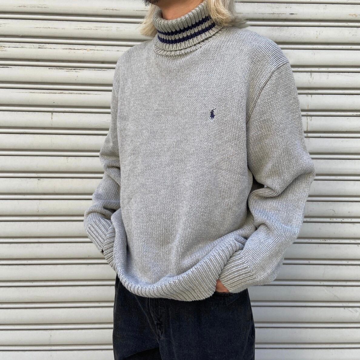 90s POLOSPORT ラルフローレン タートルネックセーター グレー XL