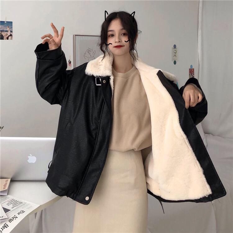 アウター ライダースジャケット レザー ボアジャケット ファー