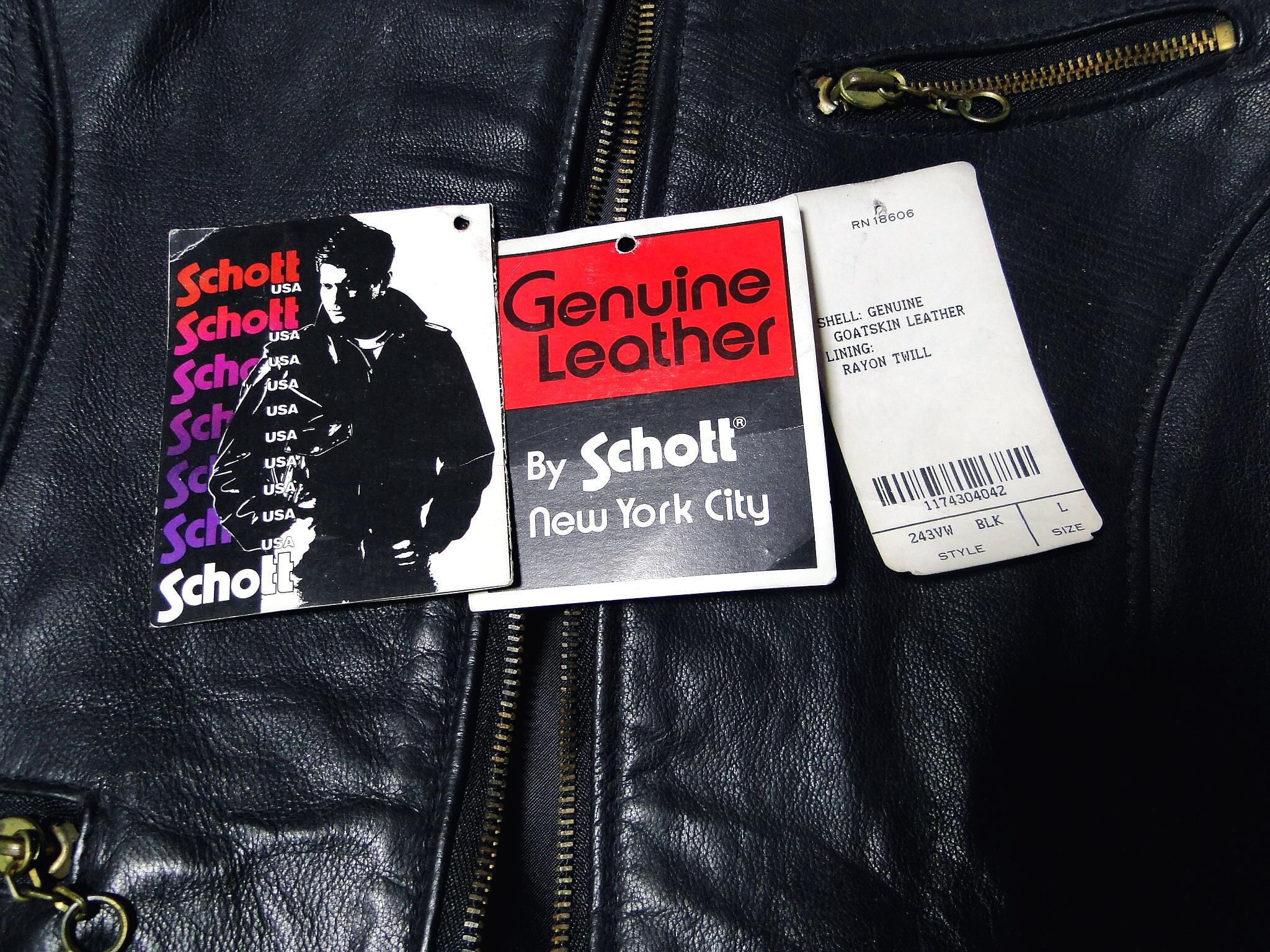 90's ショットSchott 243VW ライダース シングルベスト デッドストック